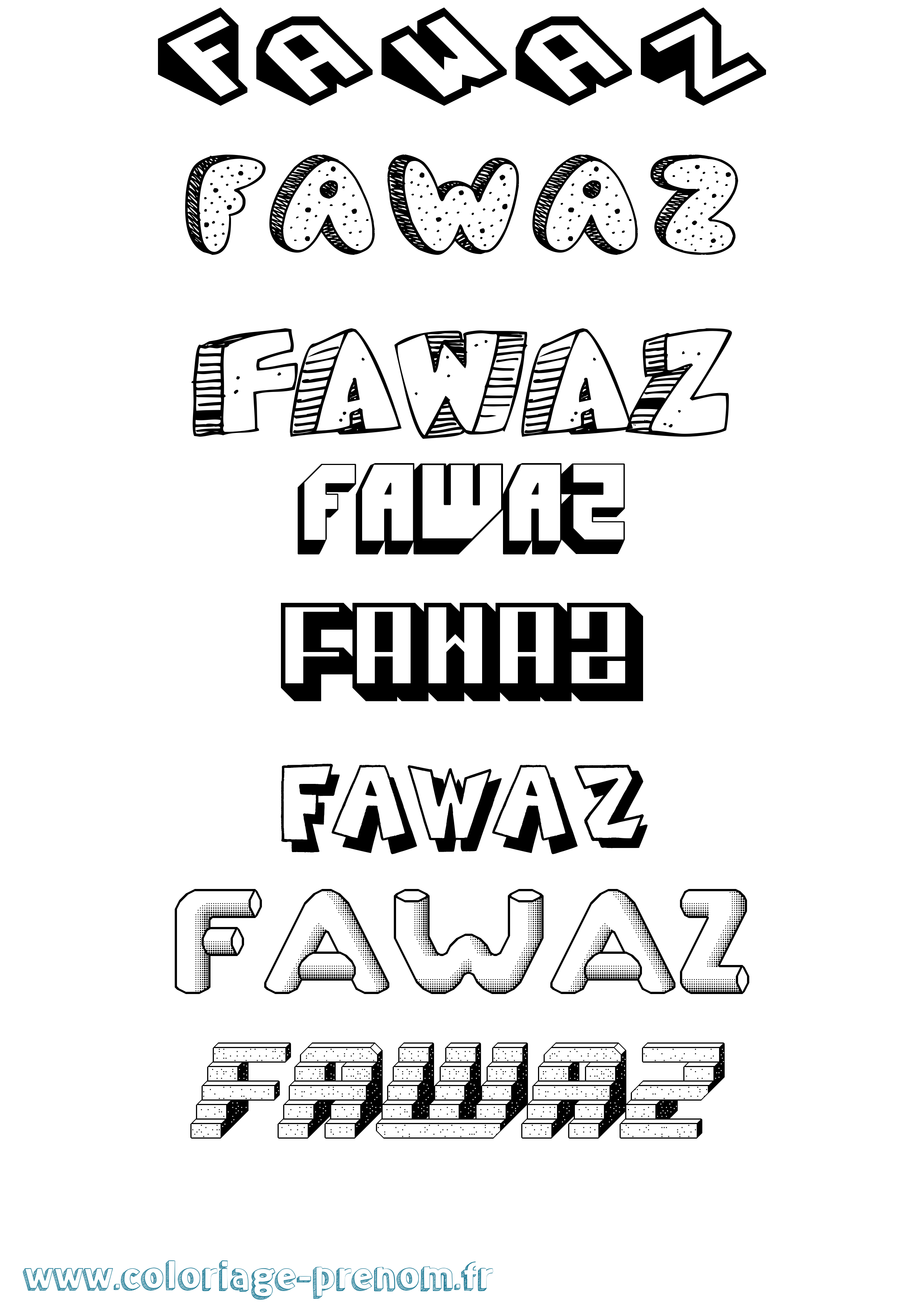 Coloriage Fawaz Effet 3D Coloriage prénom Fawaz Effet 3D