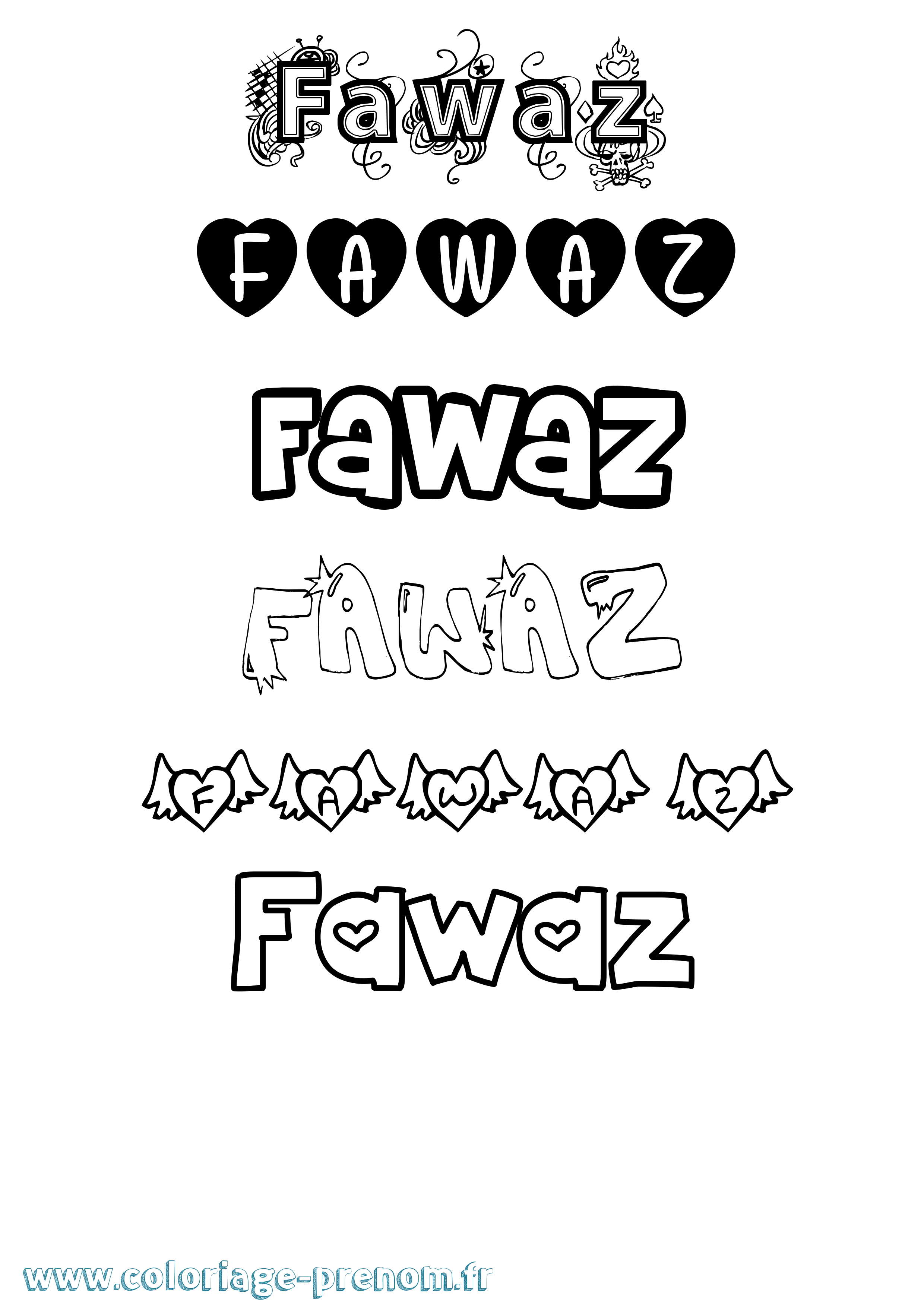 Coloriage Fawaz Girly Coloriage prénom Fawaz Girly