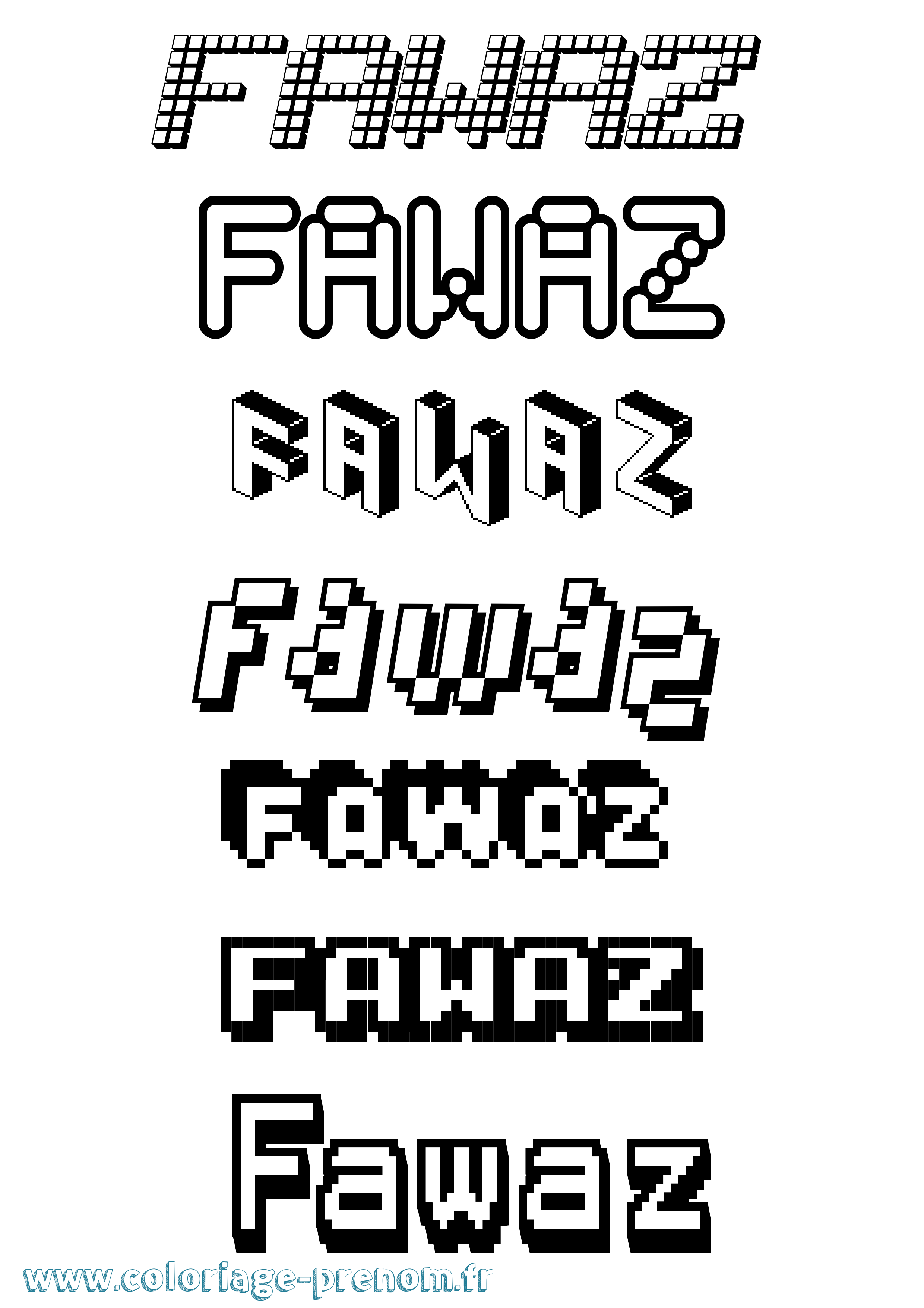 Coloriage Fawaz Pixel Coloriage prénom Fawaz Pixel