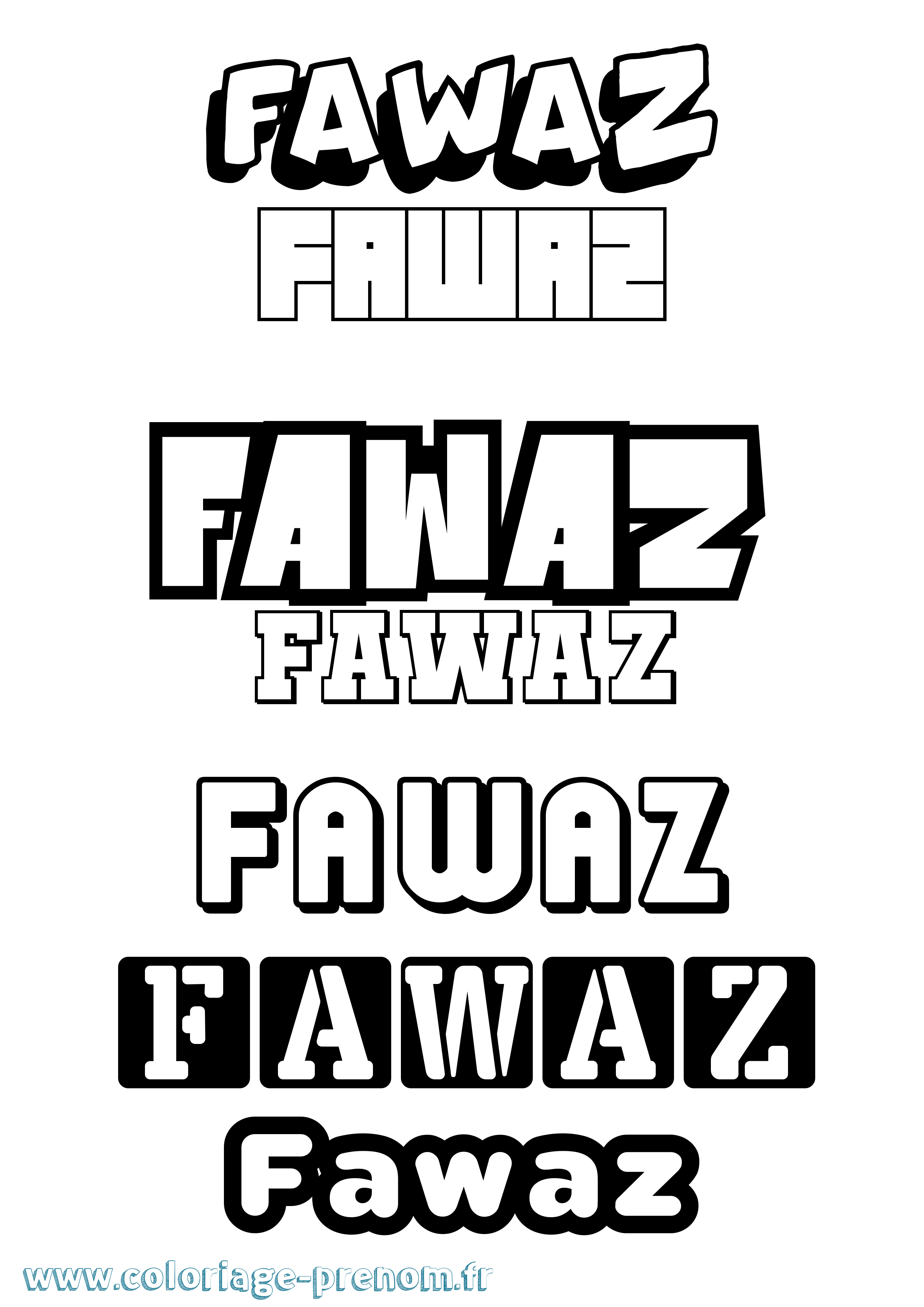 Coloriage Fawaz Simple Coloriage prénom Fawaz Simple