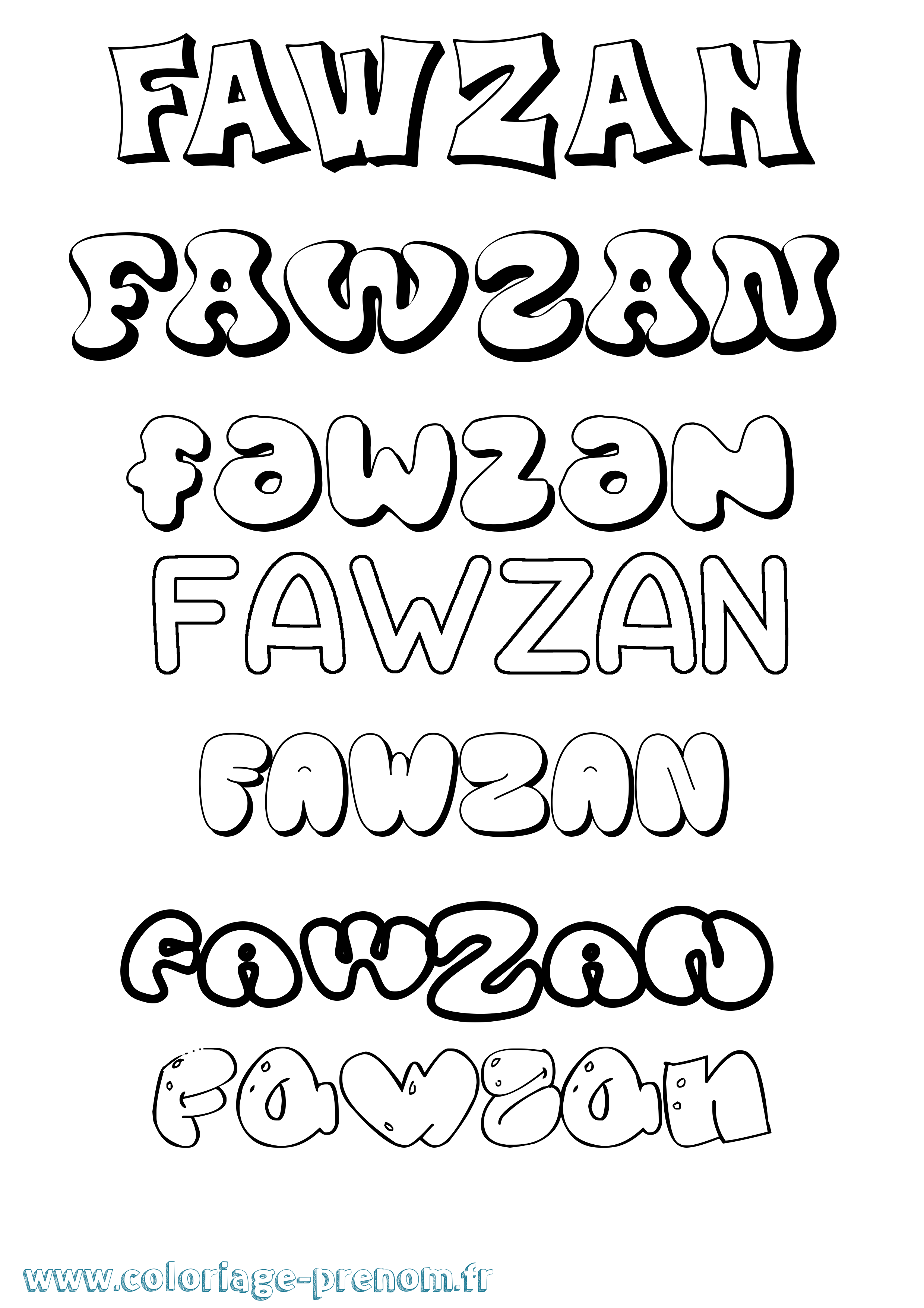 Coloriage Fawzan Bubble Coloriage prénom Fawzan Bubble