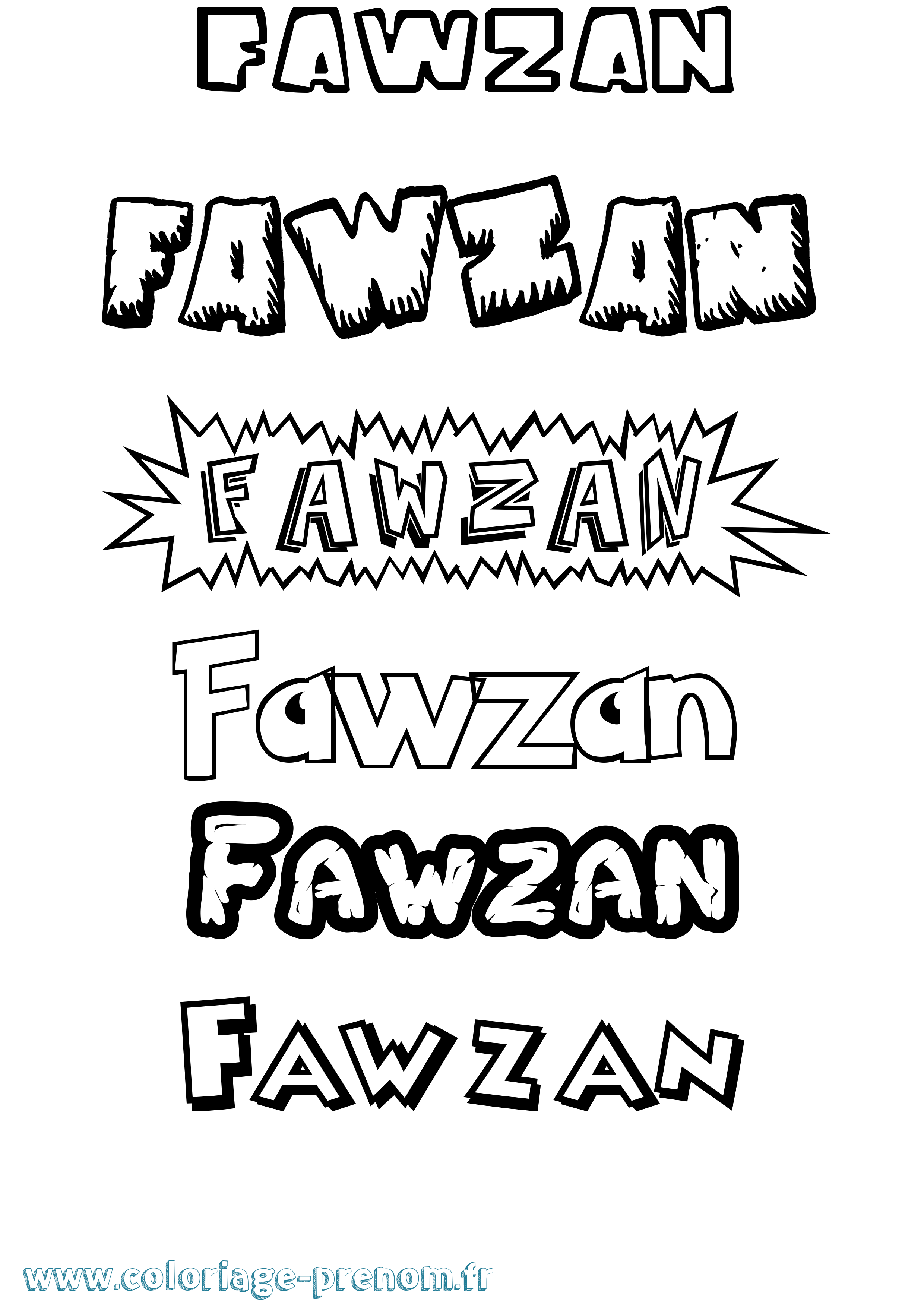 Coloriage Fawzan Dessin Animé Coloriage prénom Fawzan Dessin Animé