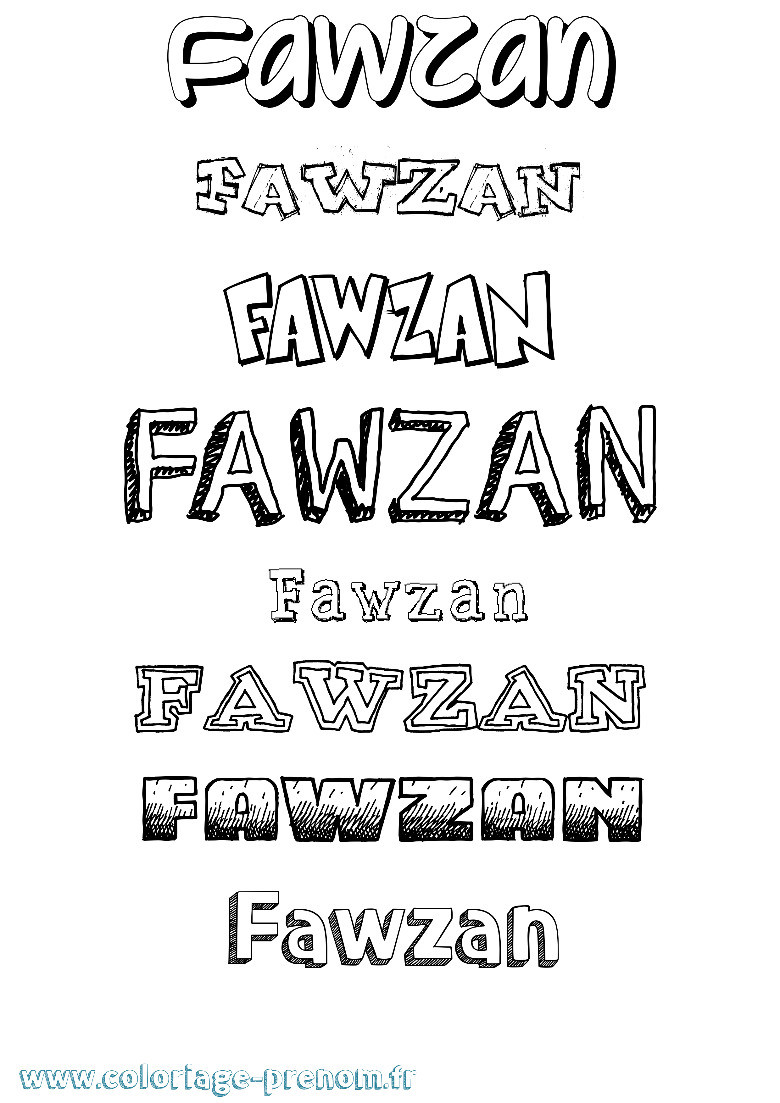 Coloriage Fawzan Dessiné Coloriage prénom Fawzan Dessiné