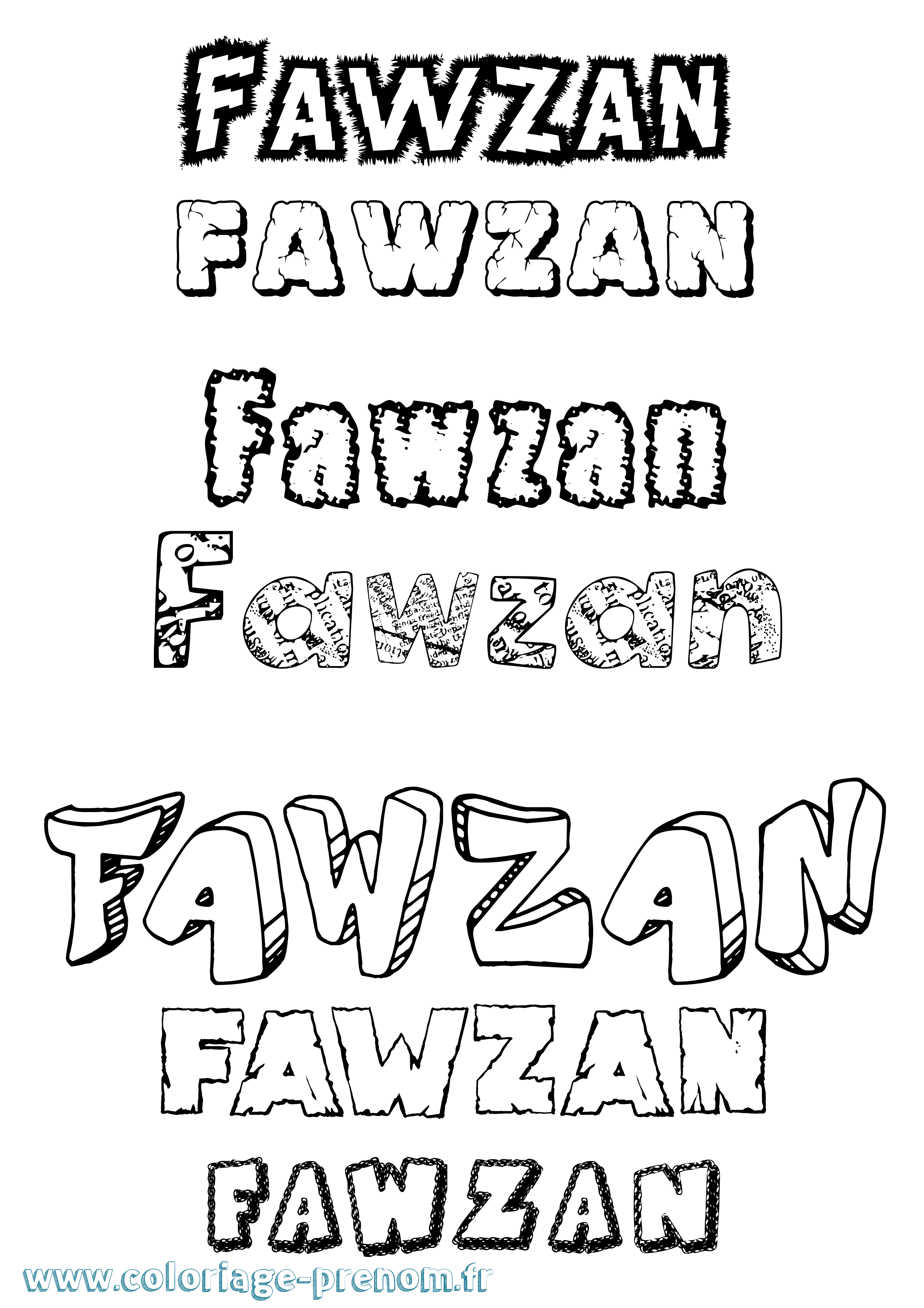 Coloriage Fawzan Destructuré Coloriage prénom Fawzan Destructuré