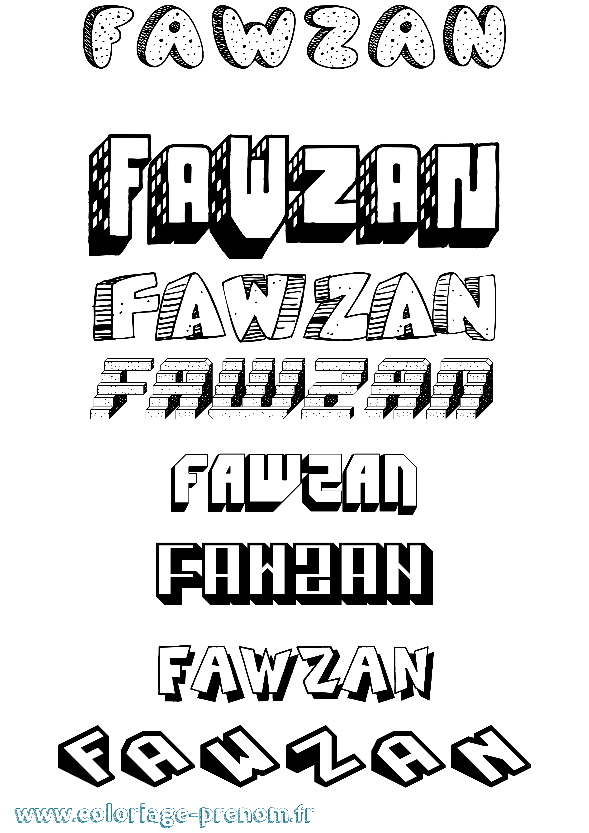 Coloriage Fawzan Effet 3D Coloriage prénom Fawzan Effet 3D