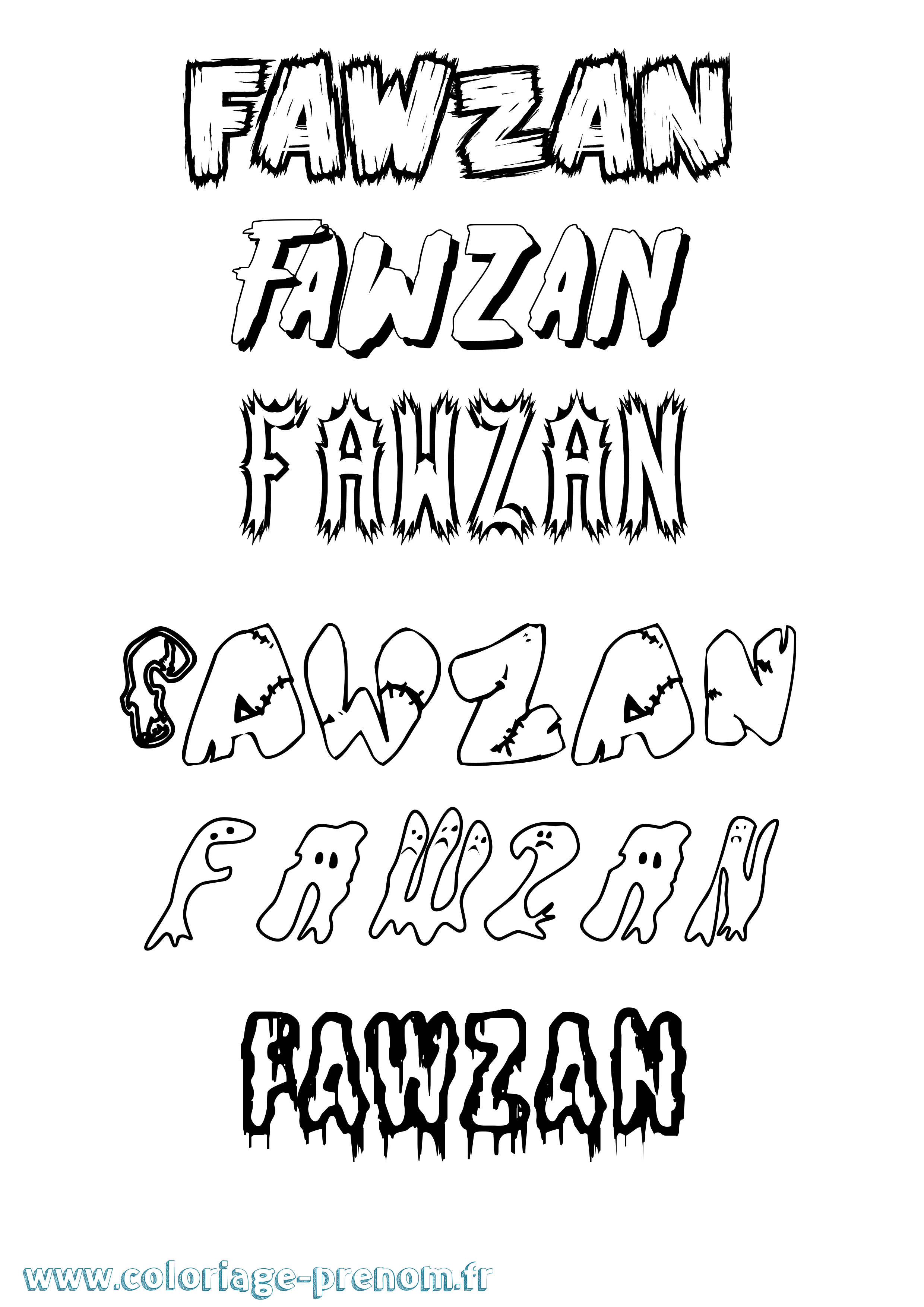 Coloriage Fawzan Frisson Coloriage prénom Fawzan Frisson