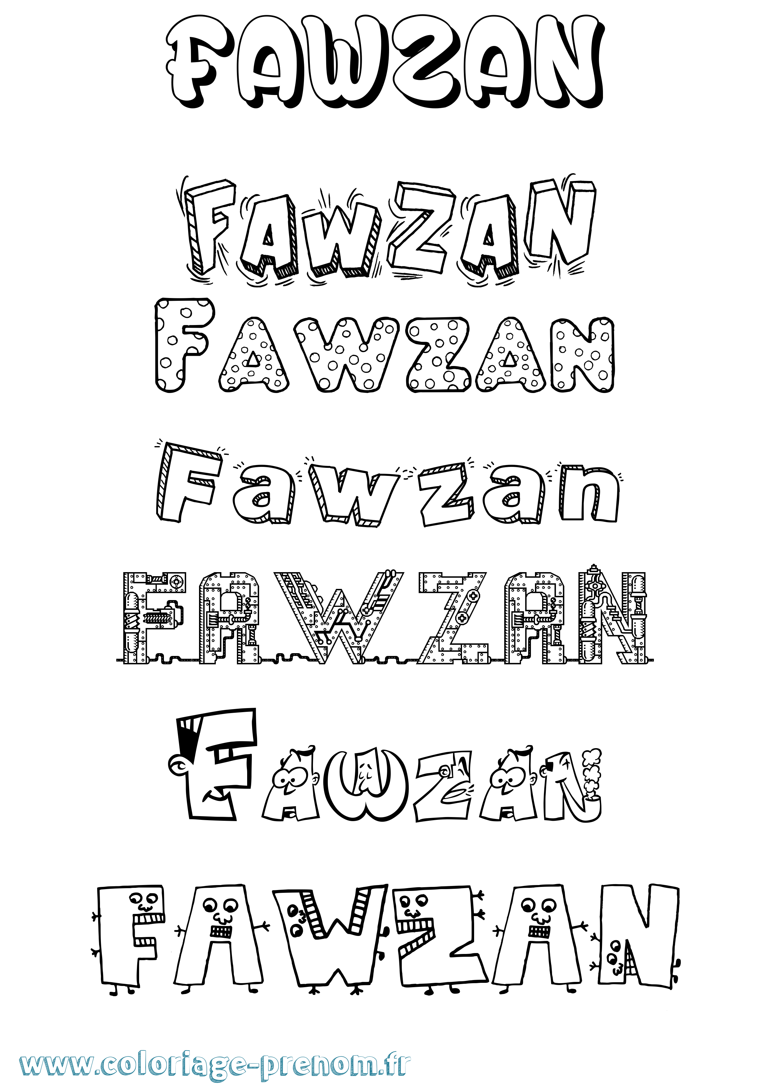 Coloriage Fawzan Fun Coloriage prénom Fawzan Fun