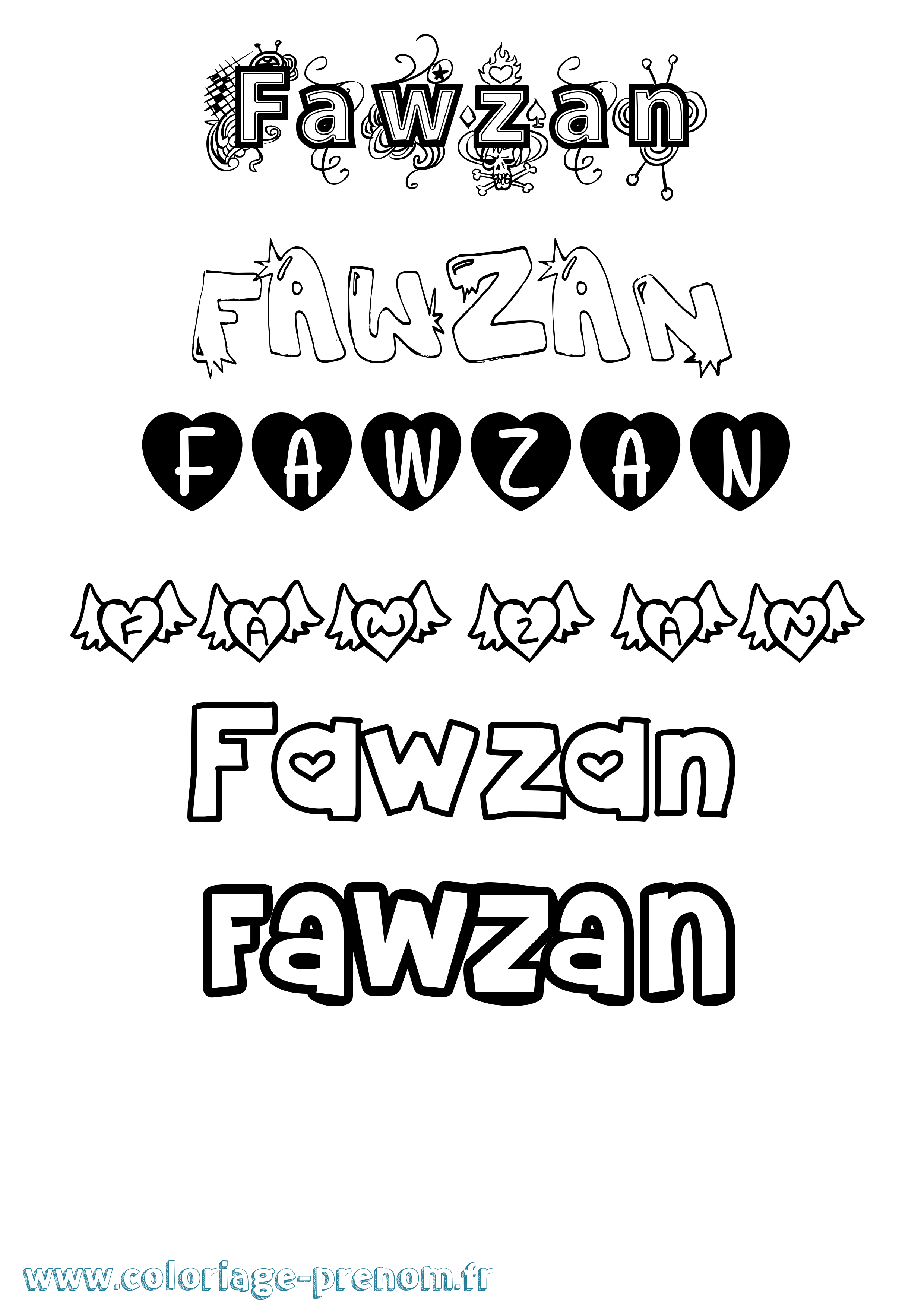 Coloriage Fawzan Girly Coloriage prénom Fawzan Girly