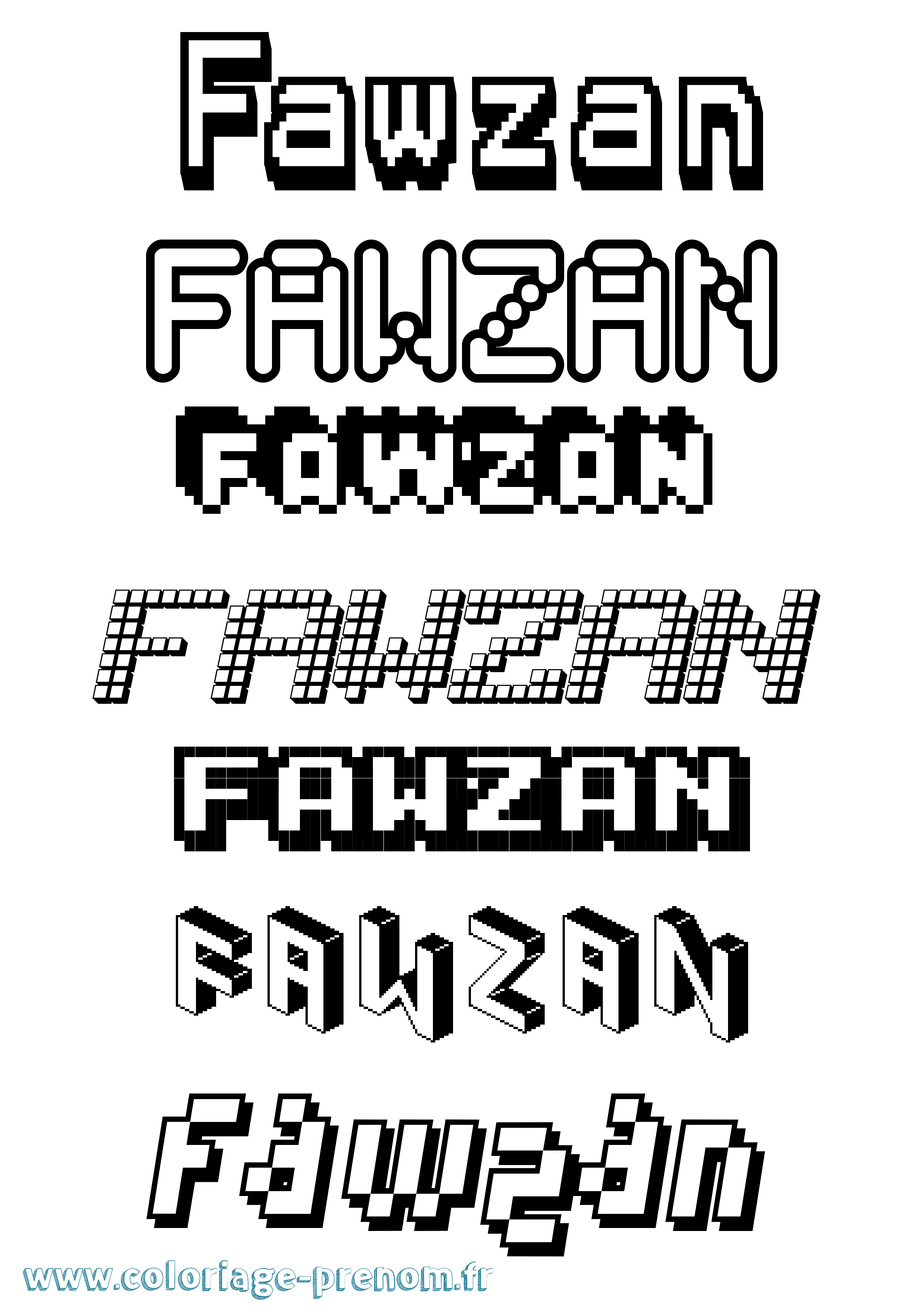 Coloriage Fawzan Pixel Coloriage prénom Fawzan Pixel