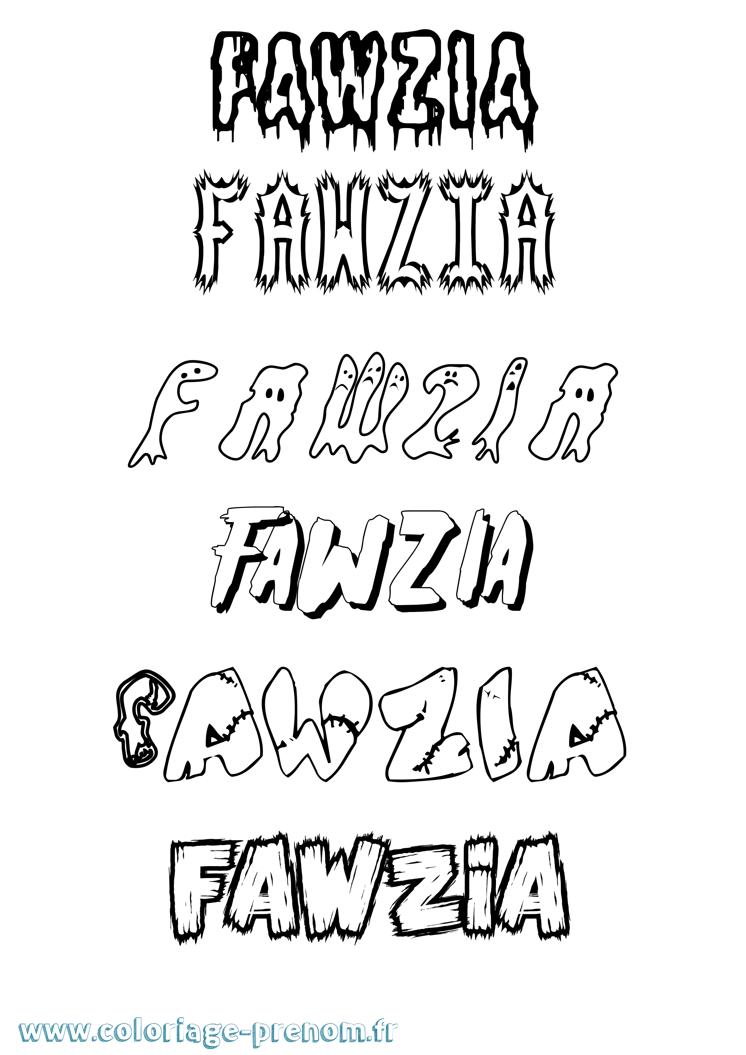 Coloriage Fawzia Frisson Coloriage prénom Fawzia Frisson