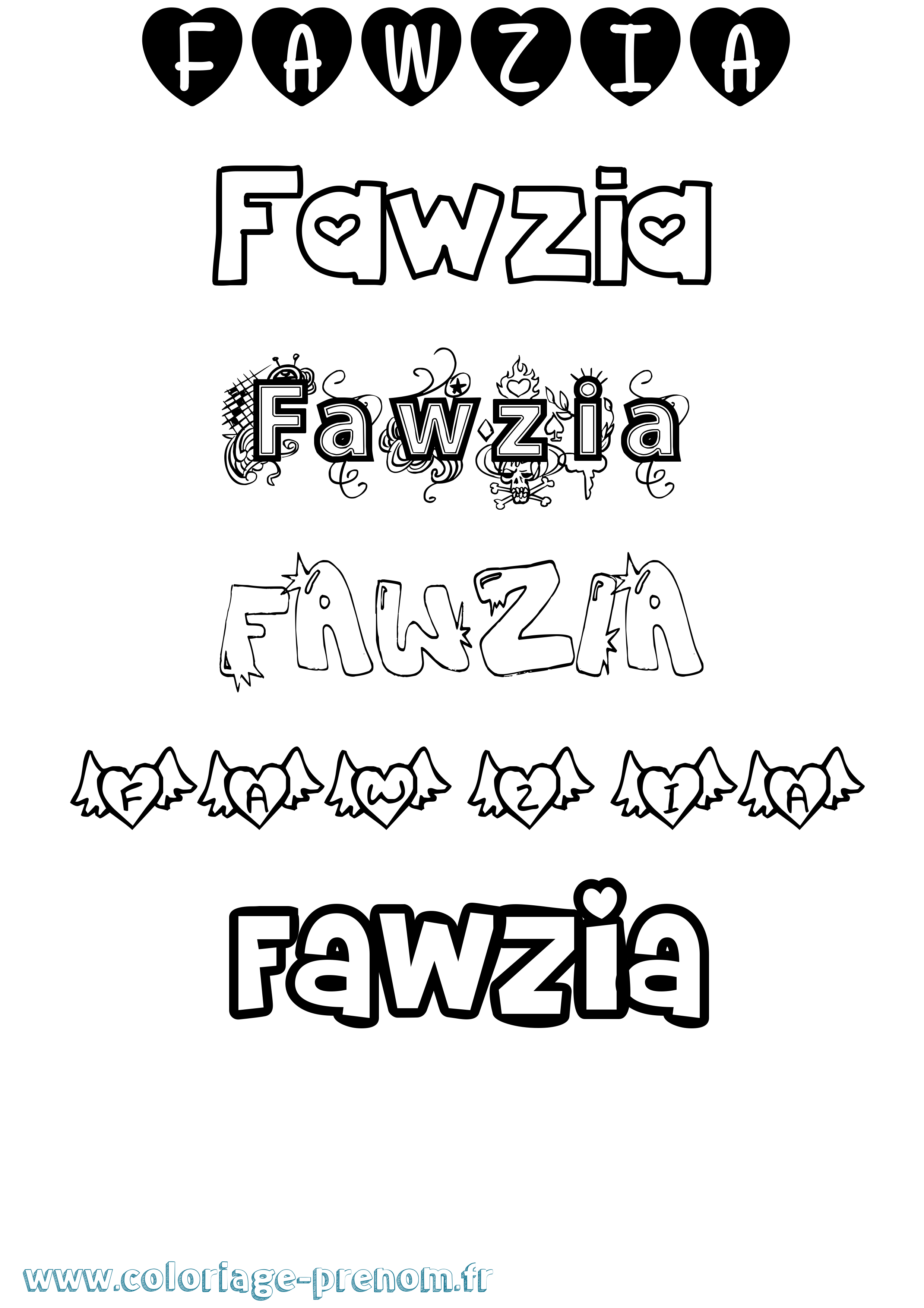Coloriage Fawzia Girly Coloriage prénom Fawzia Girly