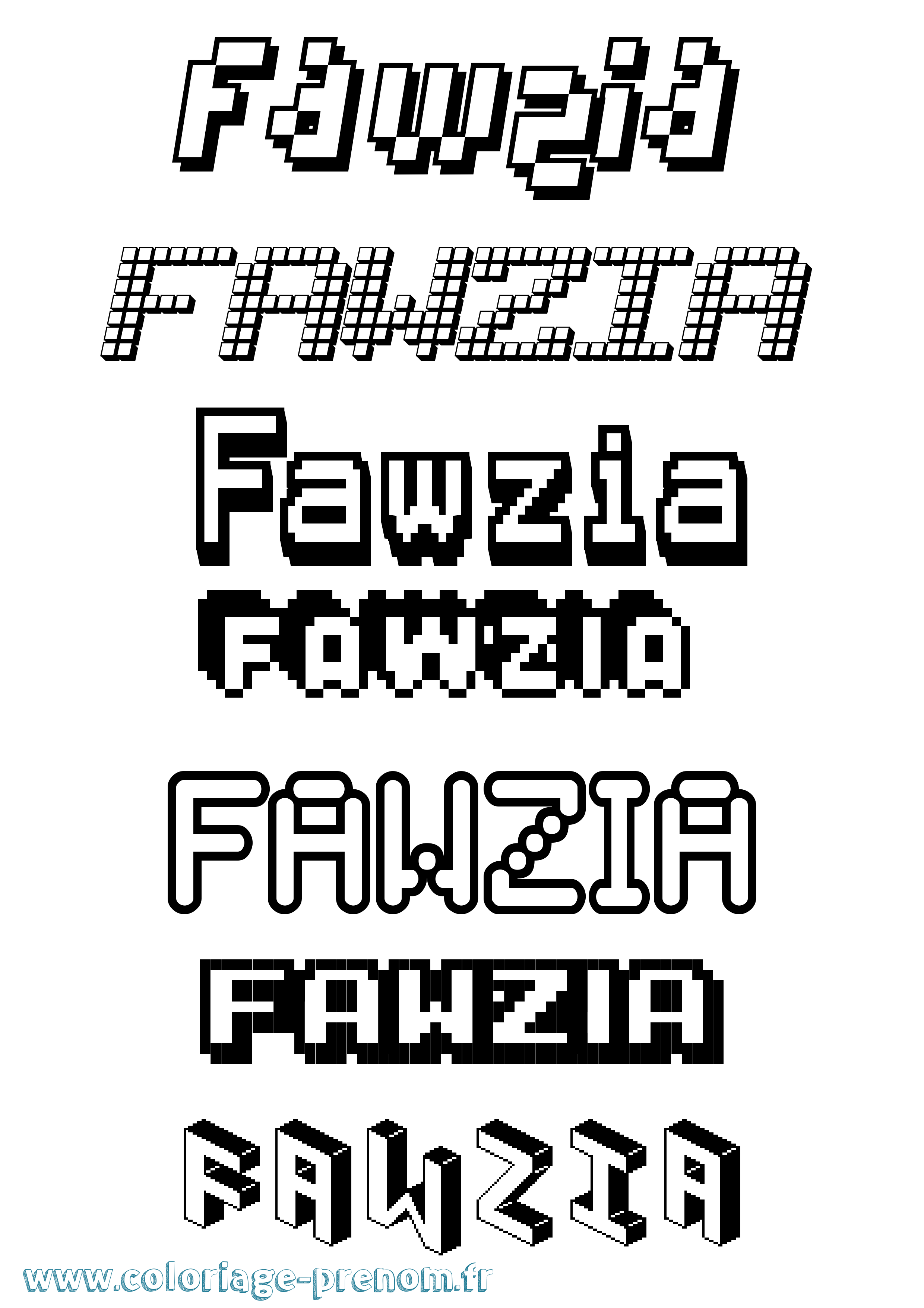 Coloriage Fawzia Pixel Coloriage prénom Fawzia Pixel
