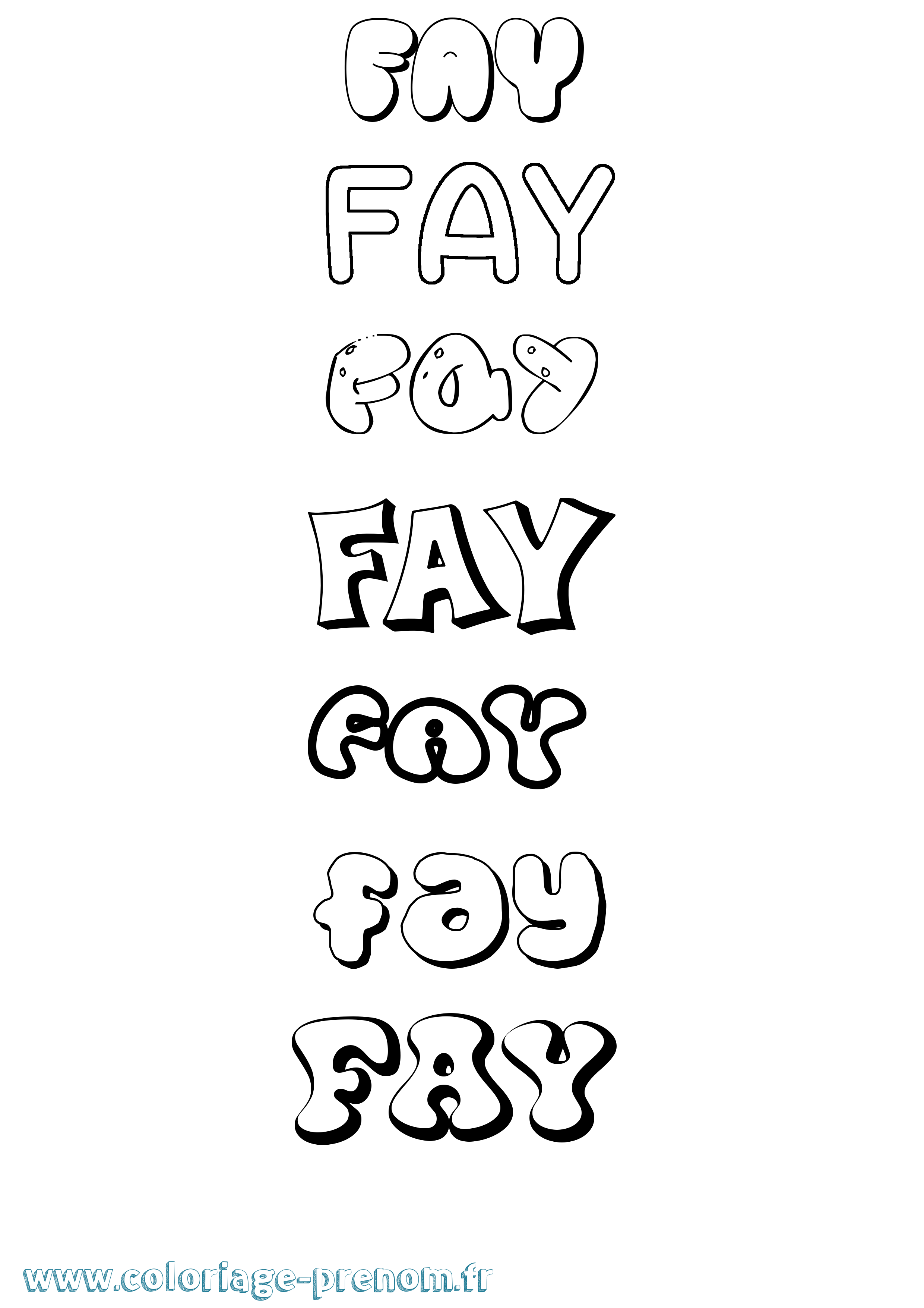 Coloriage Fay Bubble Coloriage prénom Fay Bubble