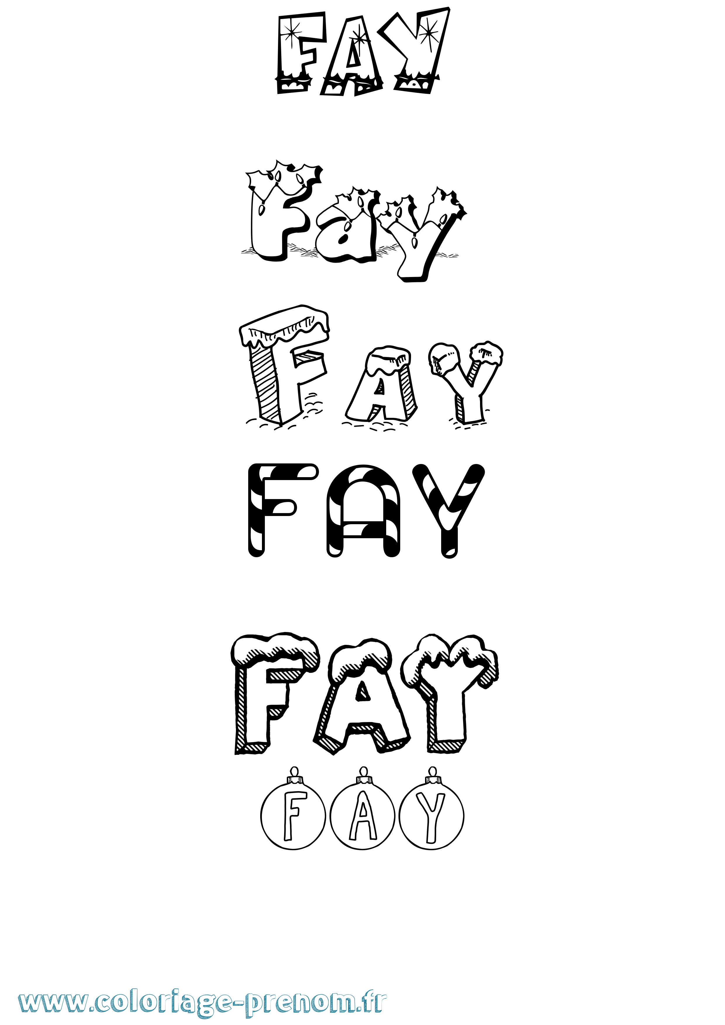 Coloriage Fay Noël Coloriage prénom Fay Noël