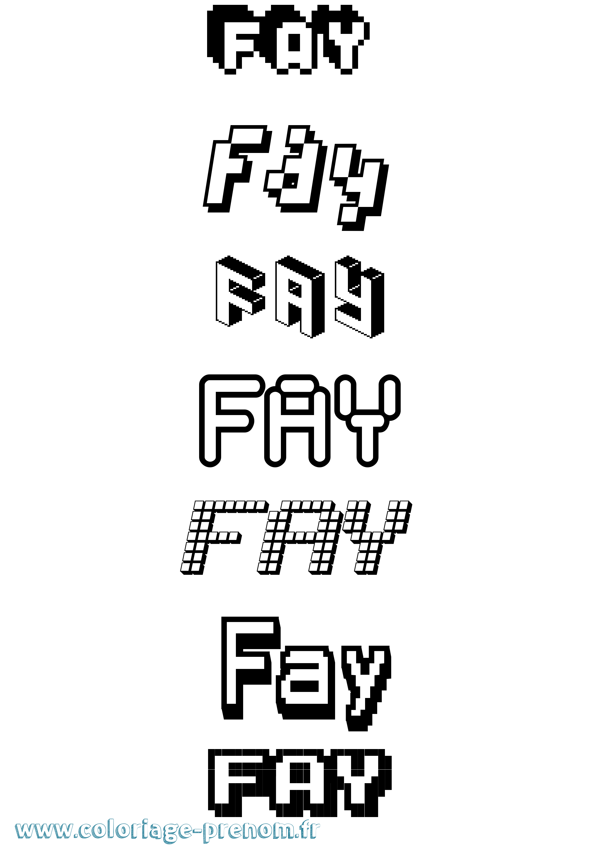 Coloriage Fay Pixel Coloriage prénom Fay Pixel
