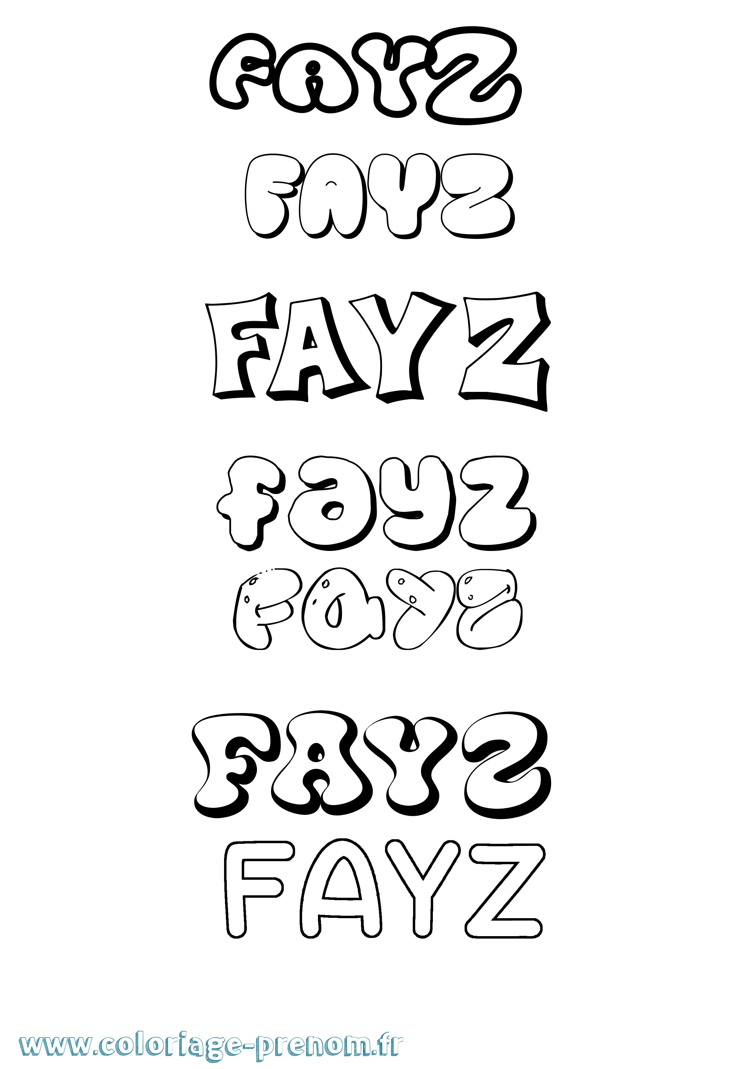 Coloriage Fayz Bubble Coloriage prénom Fayz Bubble