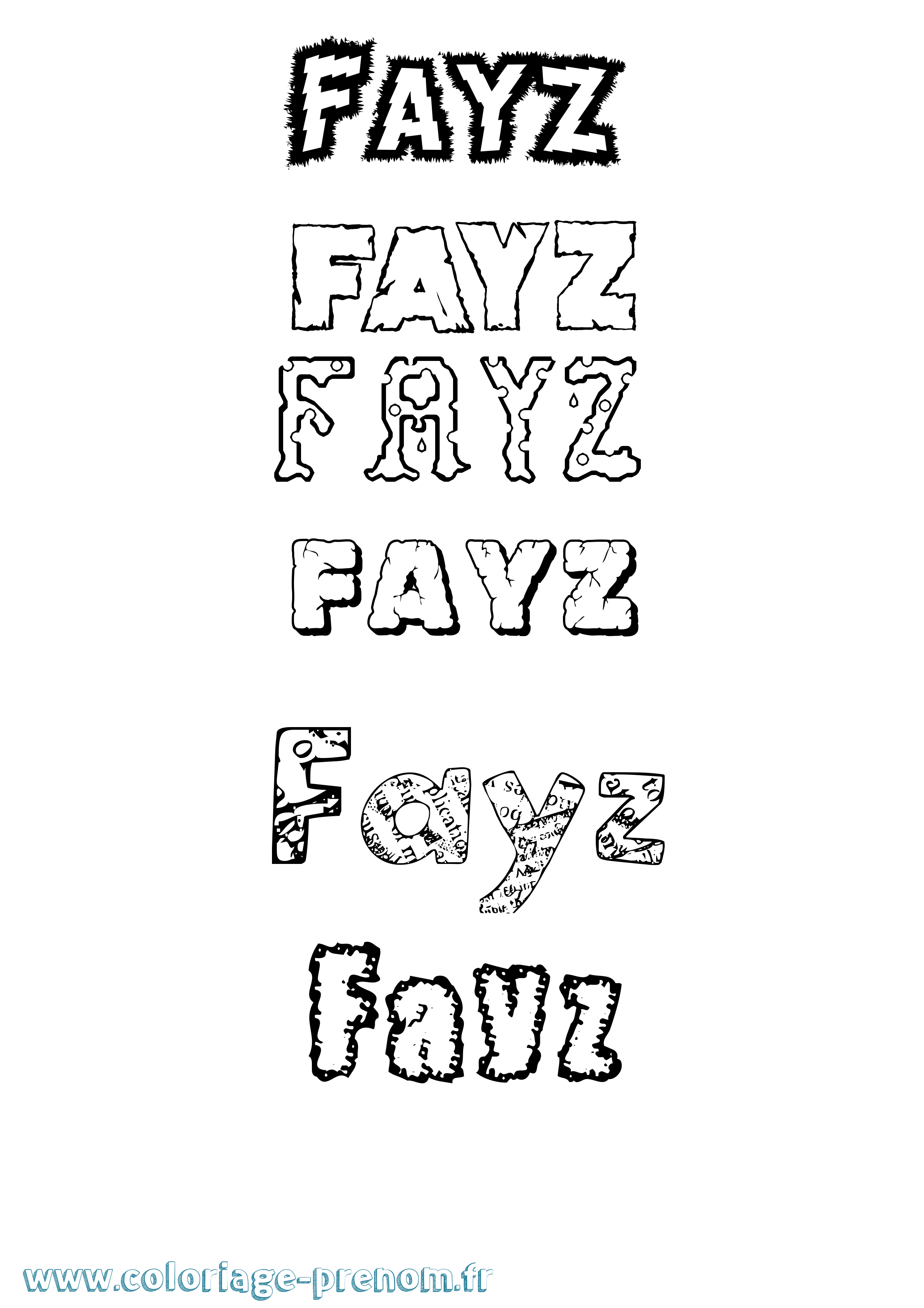 Coloriage Fayz Destructuré Coloriage prénom Fayz Destructuré