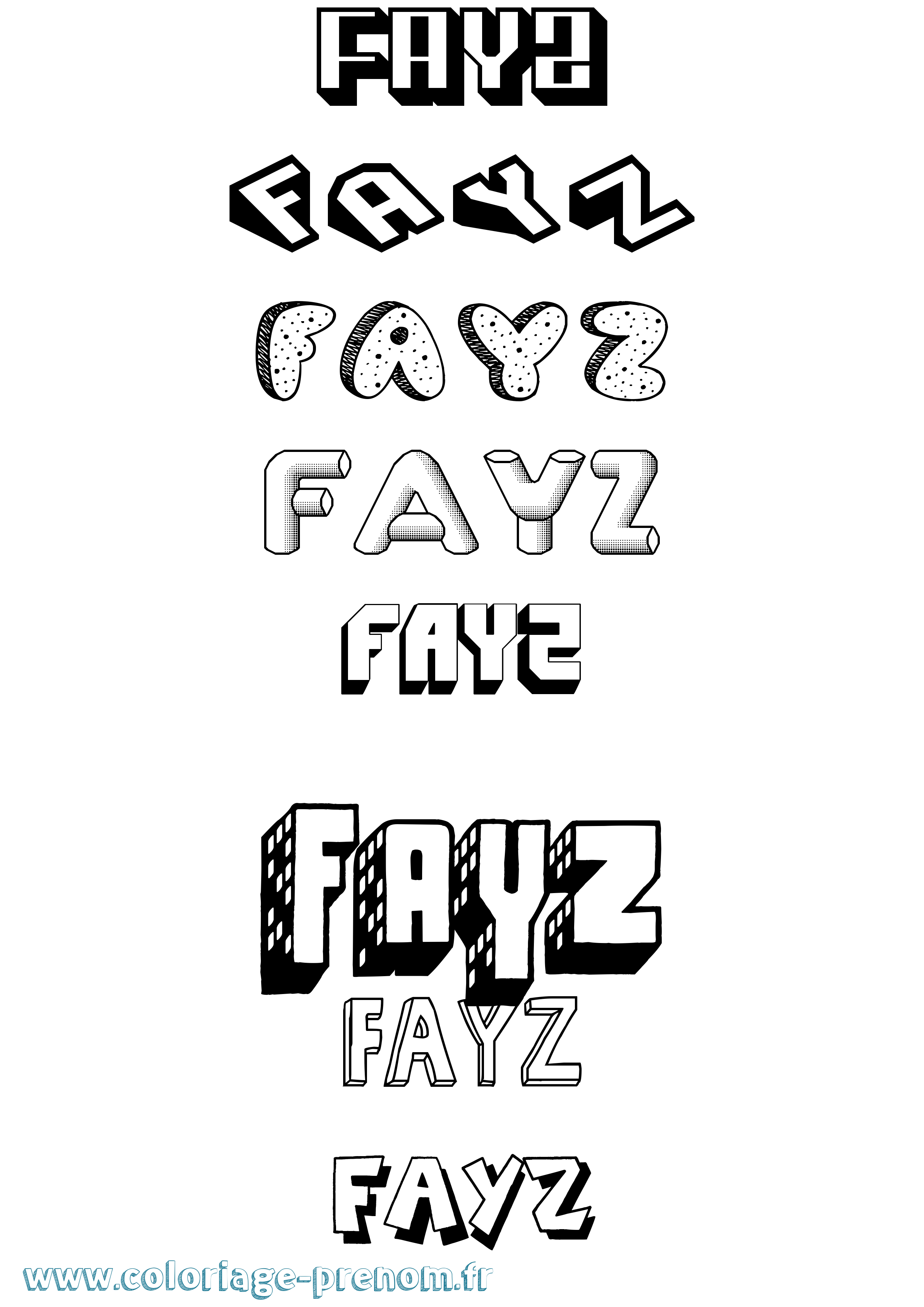 Coloriage Fayz Effet 3D Coloriage prénom Fayz Effet 3D