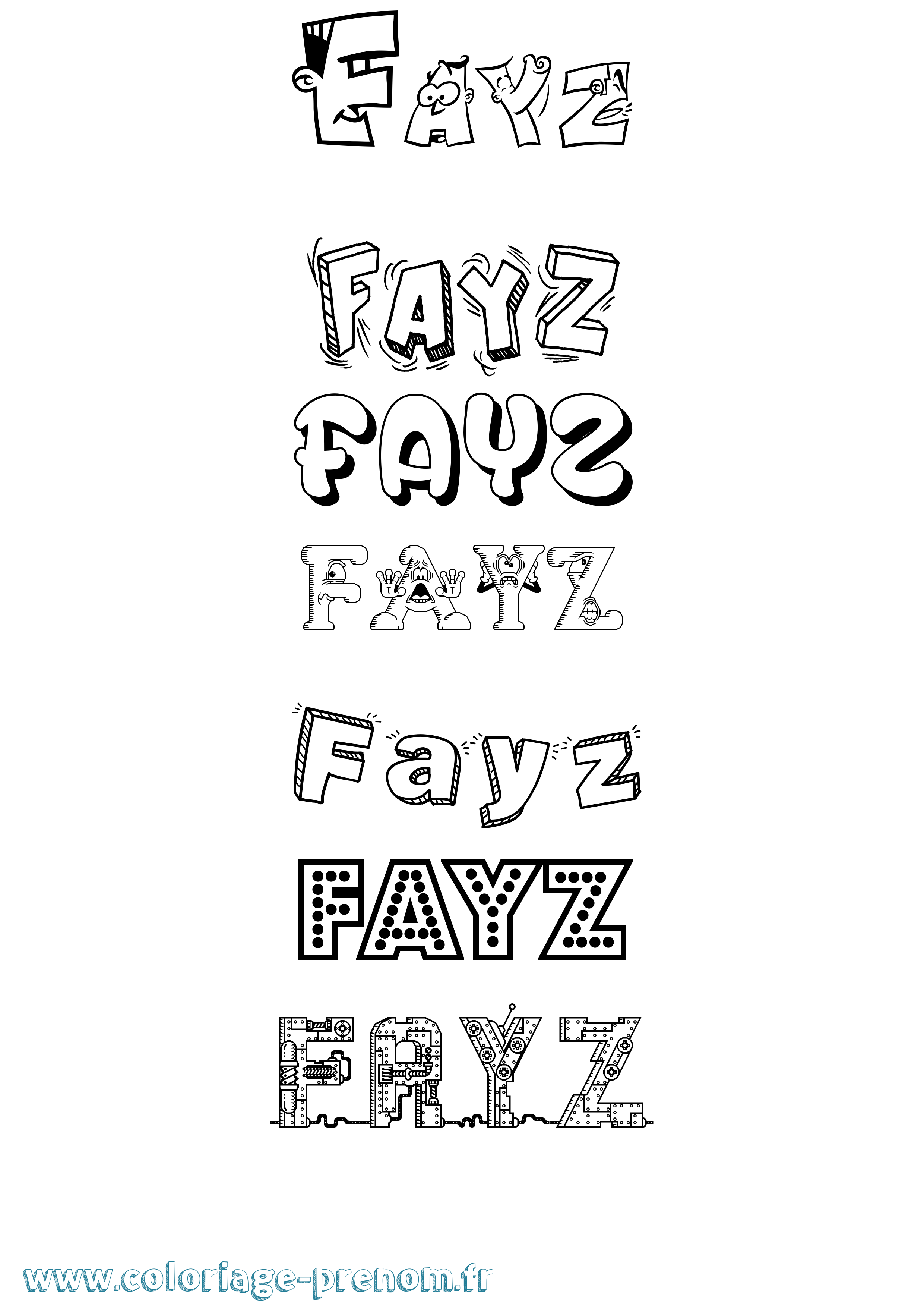 Coloriage Fayz Fun Coloriage prénom Fayz Fun
