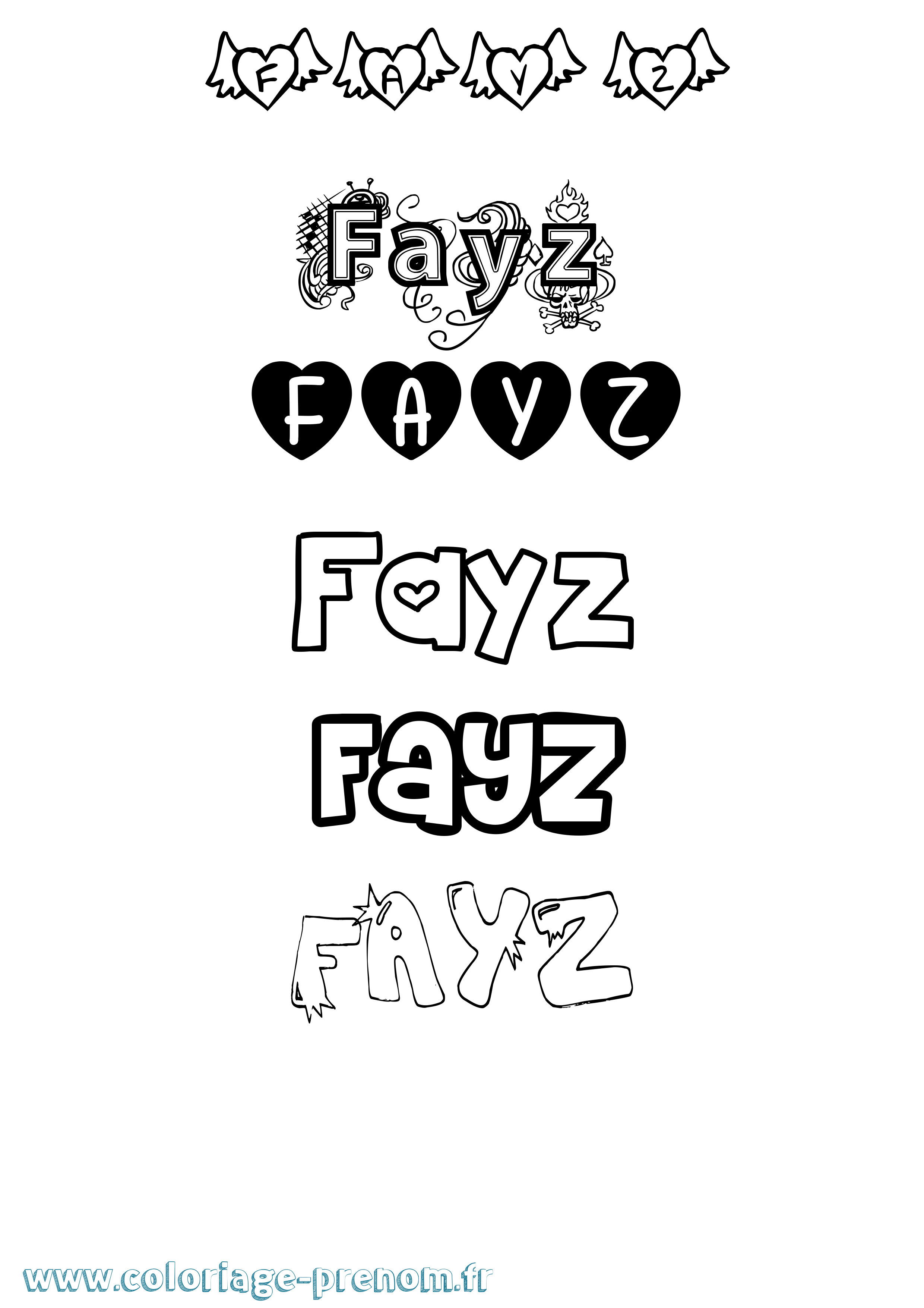 Coloriage Fayz Girly Coloriage prénom Fayz Girly