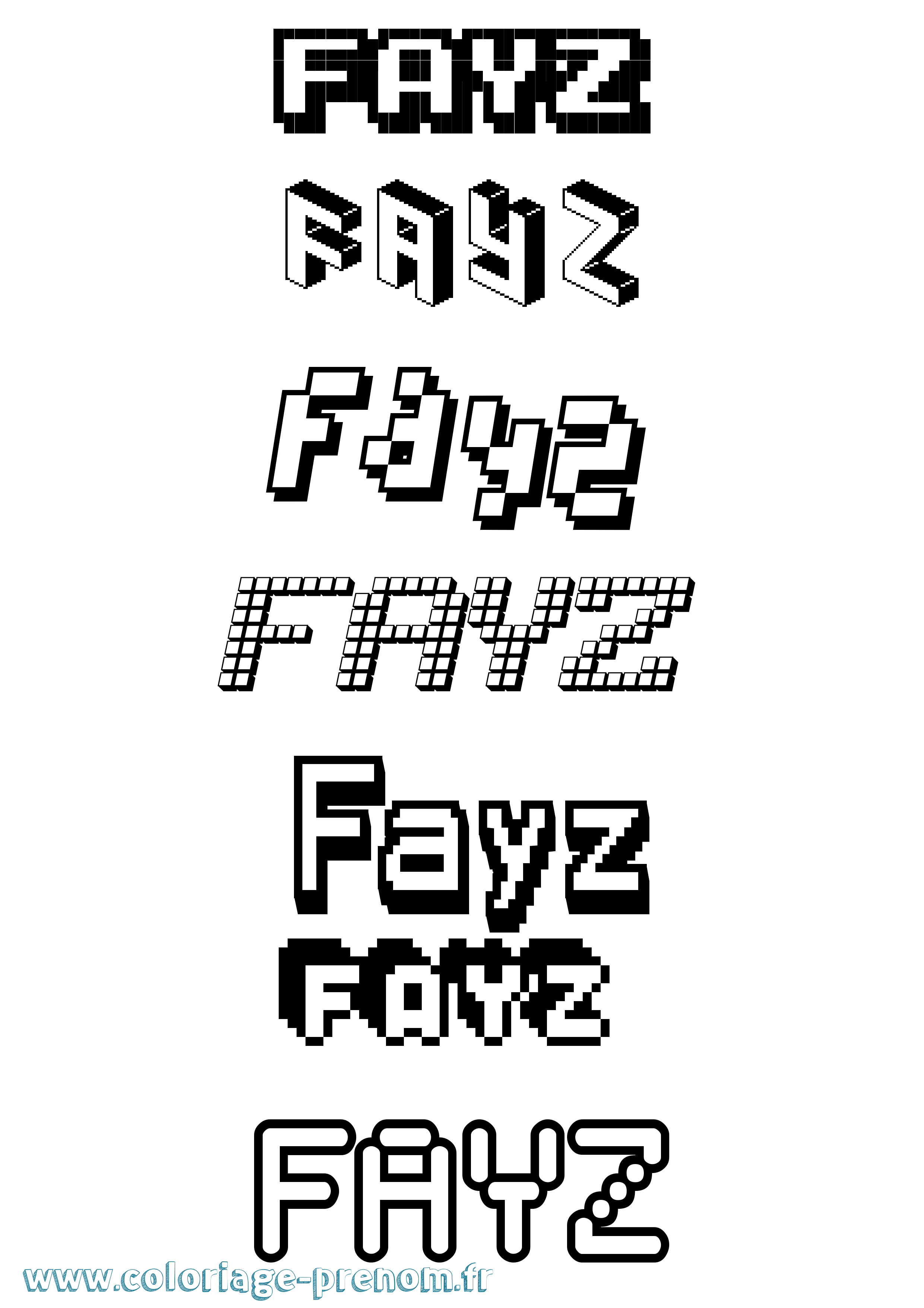 Coloriage Fayz Pixel Coloriage prénom Fayz Pixel
