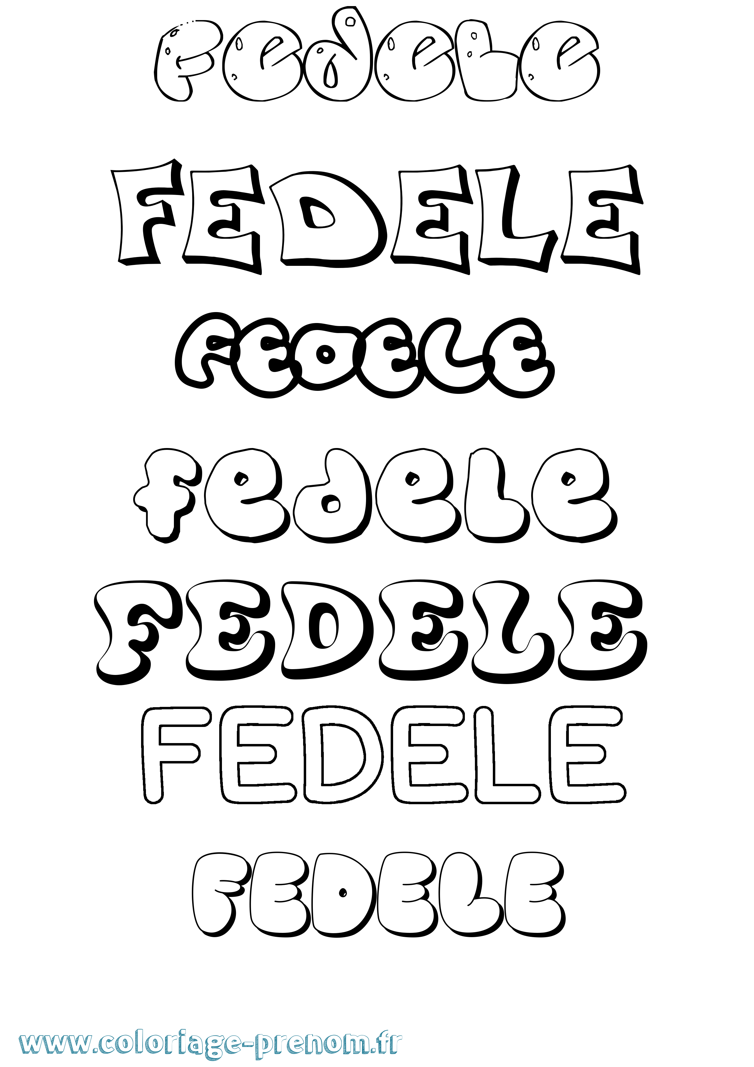 Coloriage Fedele Bubble Coloriage prénom Fedele Bubble