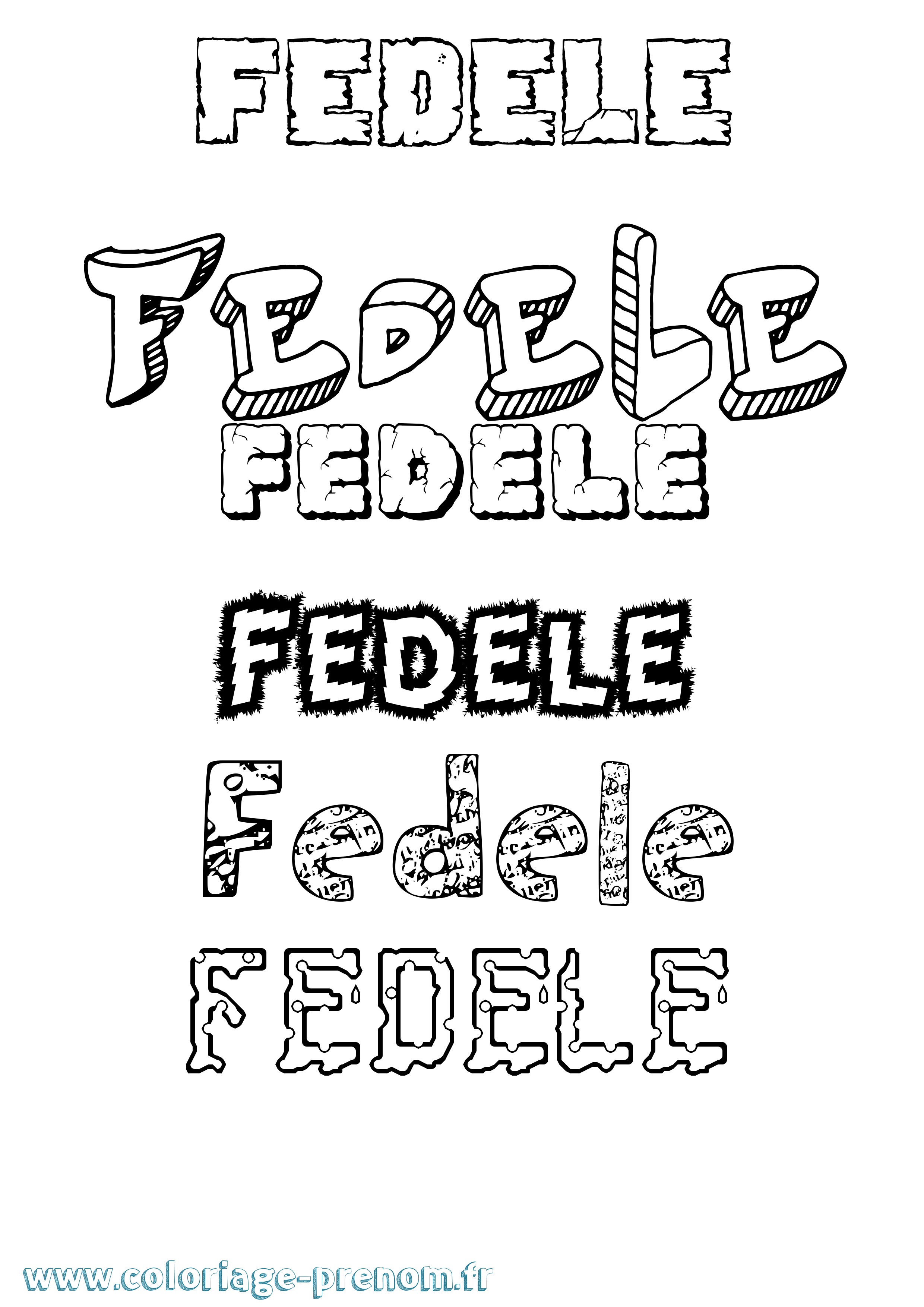 Coloriage Fedele Destructuré Coloriage prénom Fedele Destructuré