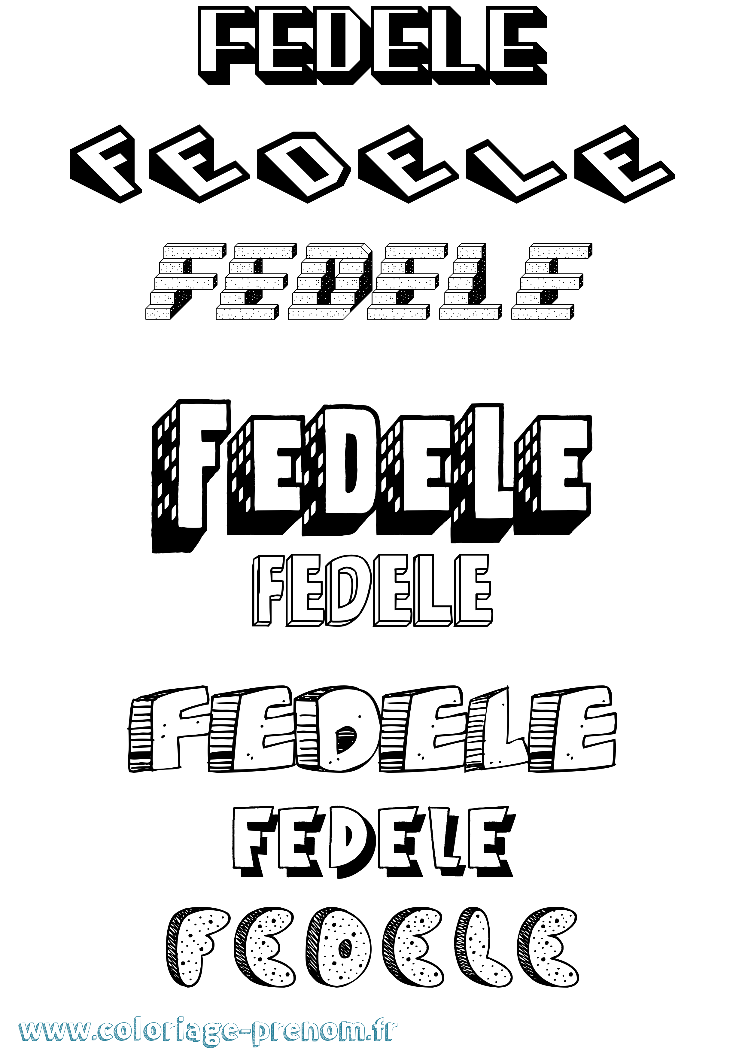 Coloriage Fedele Effet 3D Coloriage prénom Fedele Effet 3D