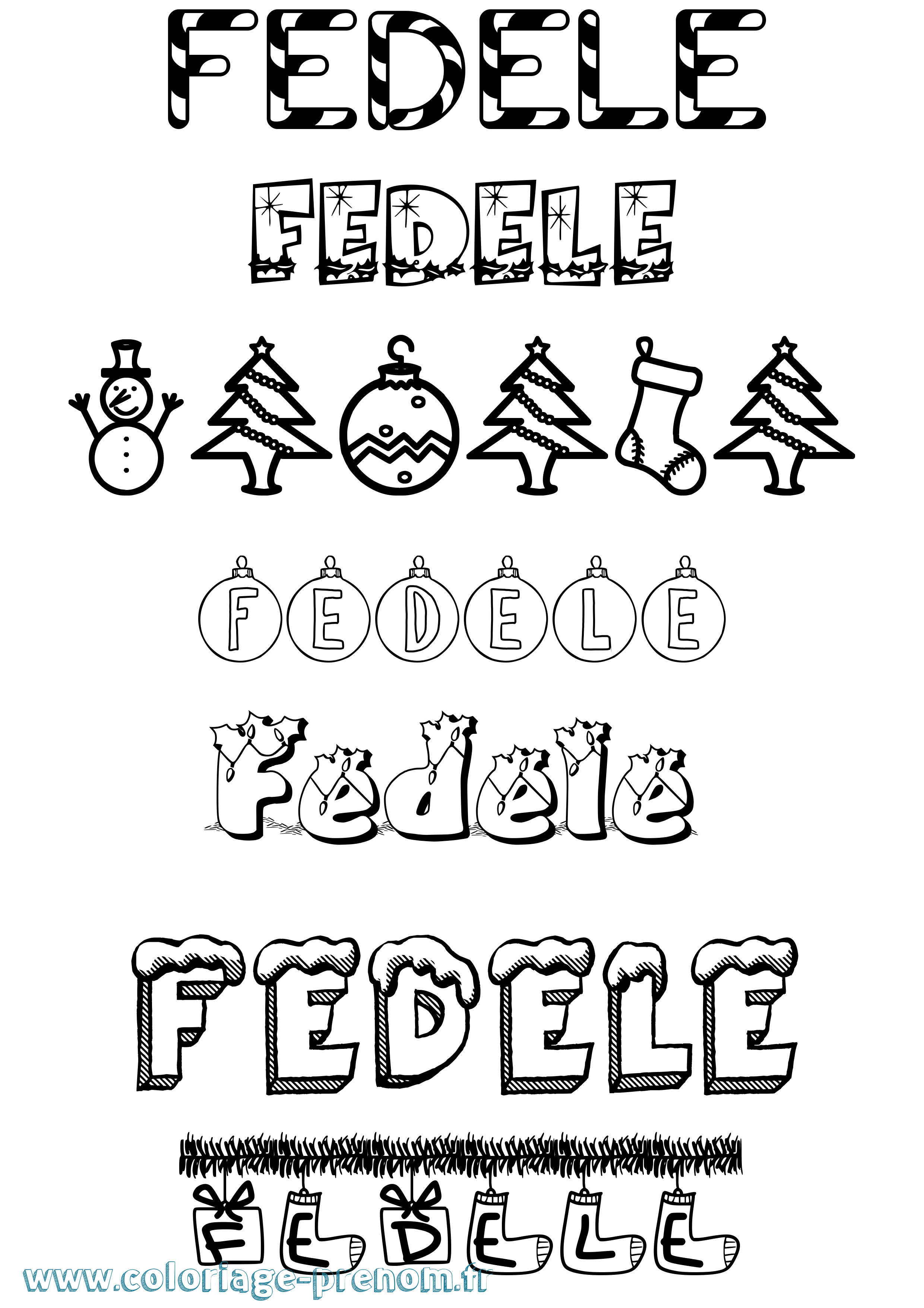 Coloriage Fedele Noël Coloriage prénom Fedele Noël