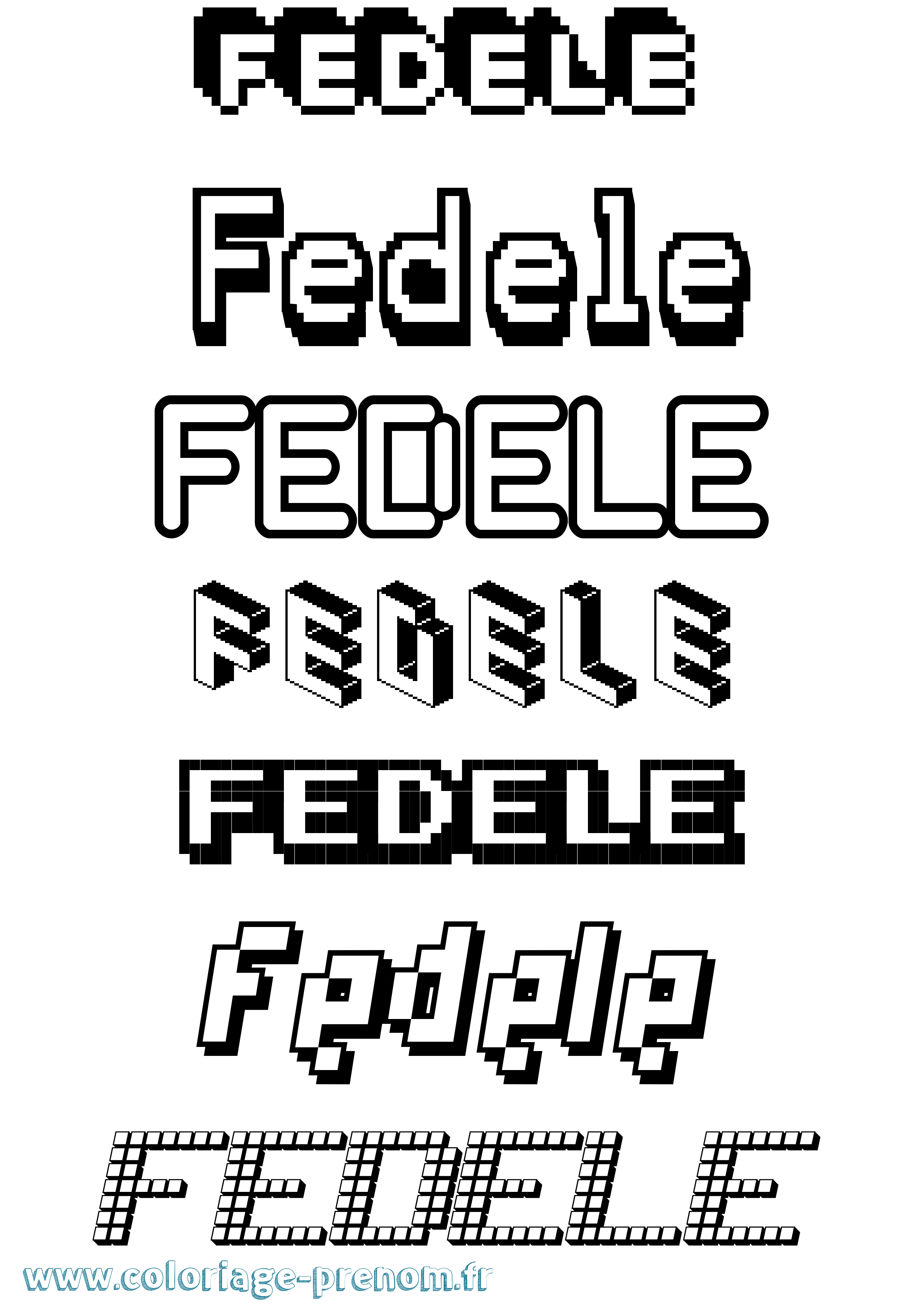 Coloriage Fedele Pixel Coloriage prénom Fedele Pixel