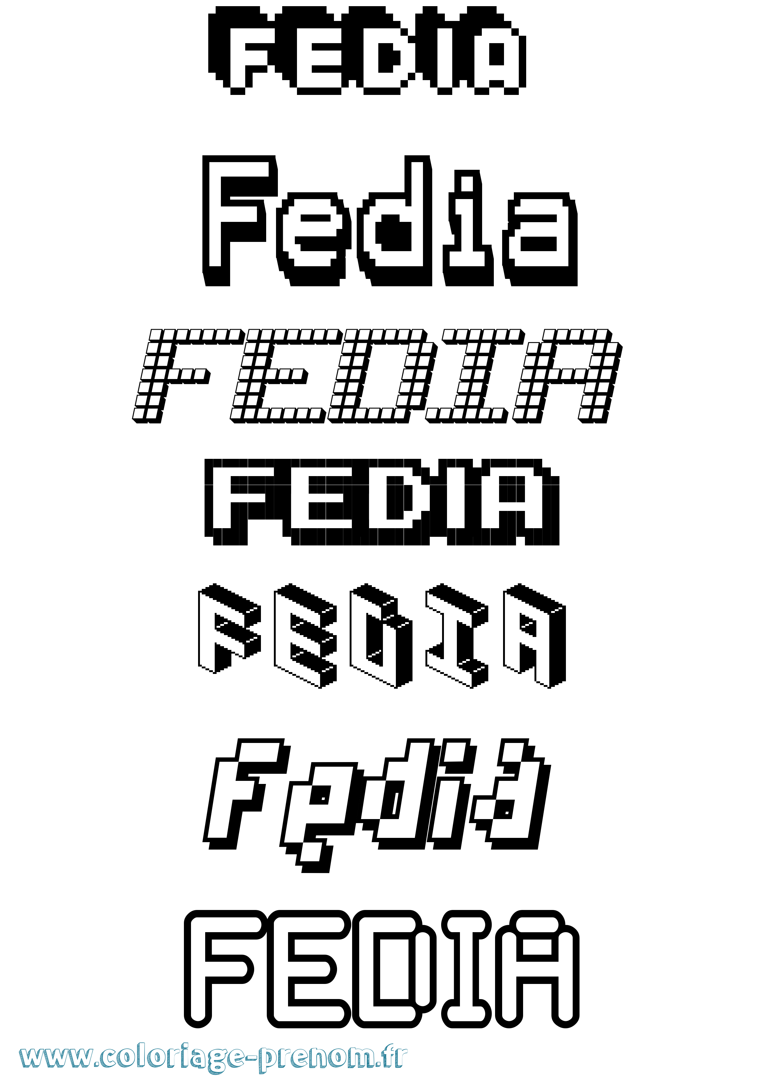 Coloriage Fedia Pixel Coloriage prénom Fedia Pixel