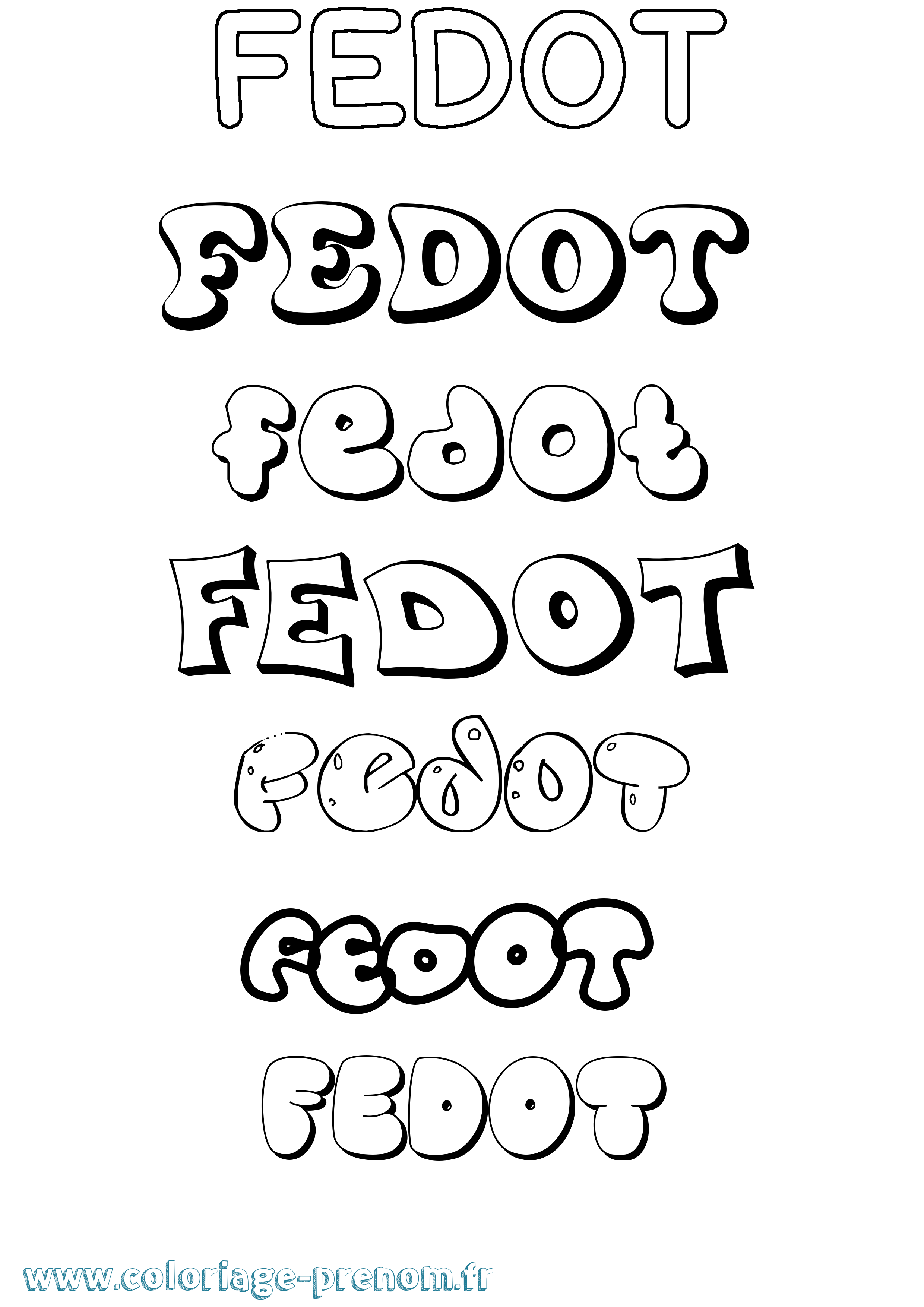 Coloriage Fedot Bubble Coloriage prénom Fedot Bubble
