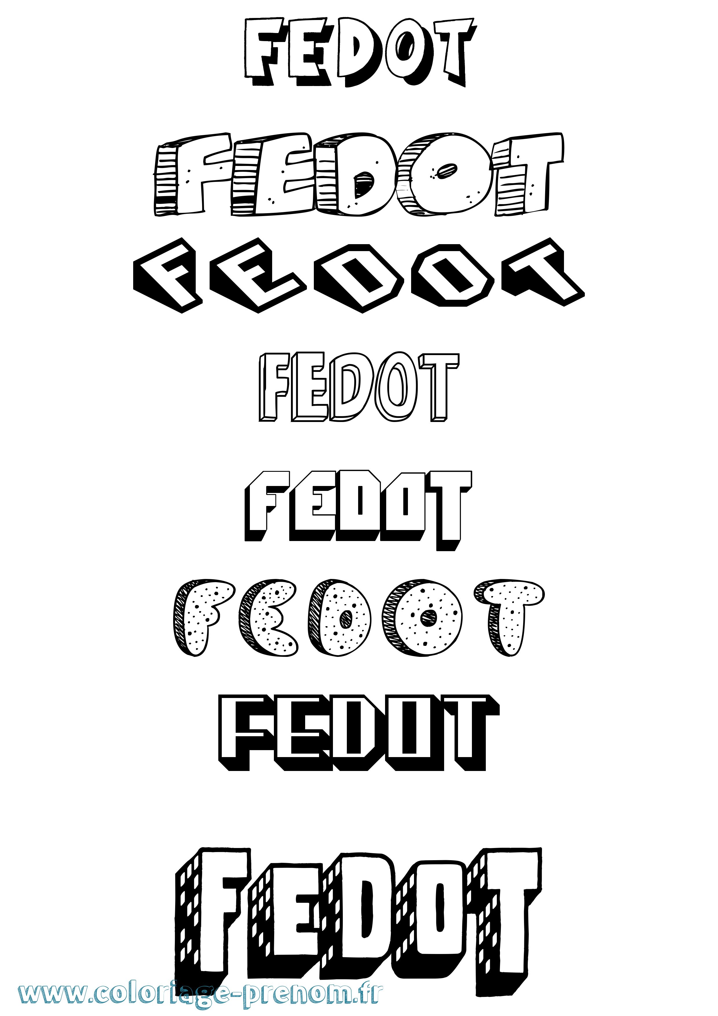 Coloriage Fedot Effet 3D Coloriage prénom Fedot Effet 3D