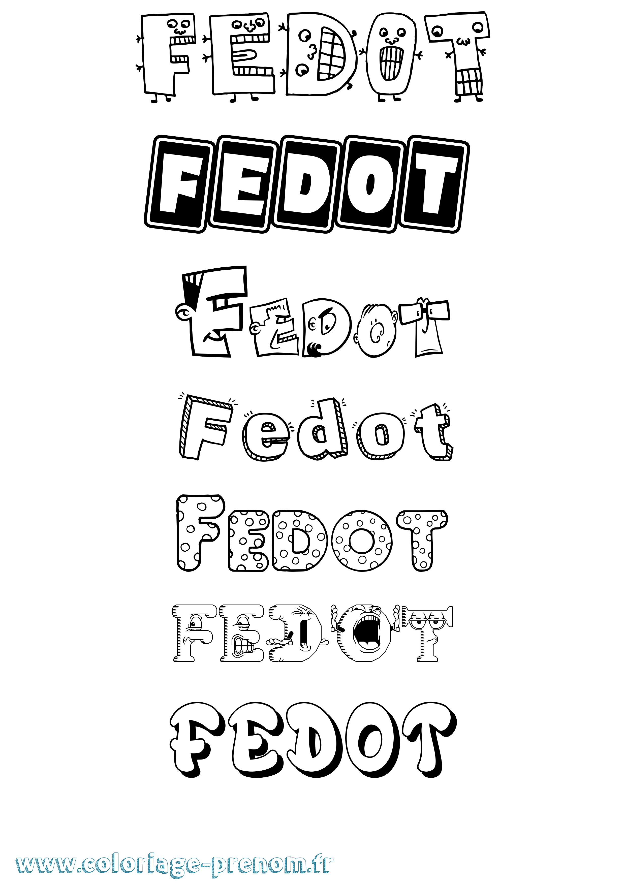 Coloriage Fedot Fun Coloriage prénom Fedot Fun