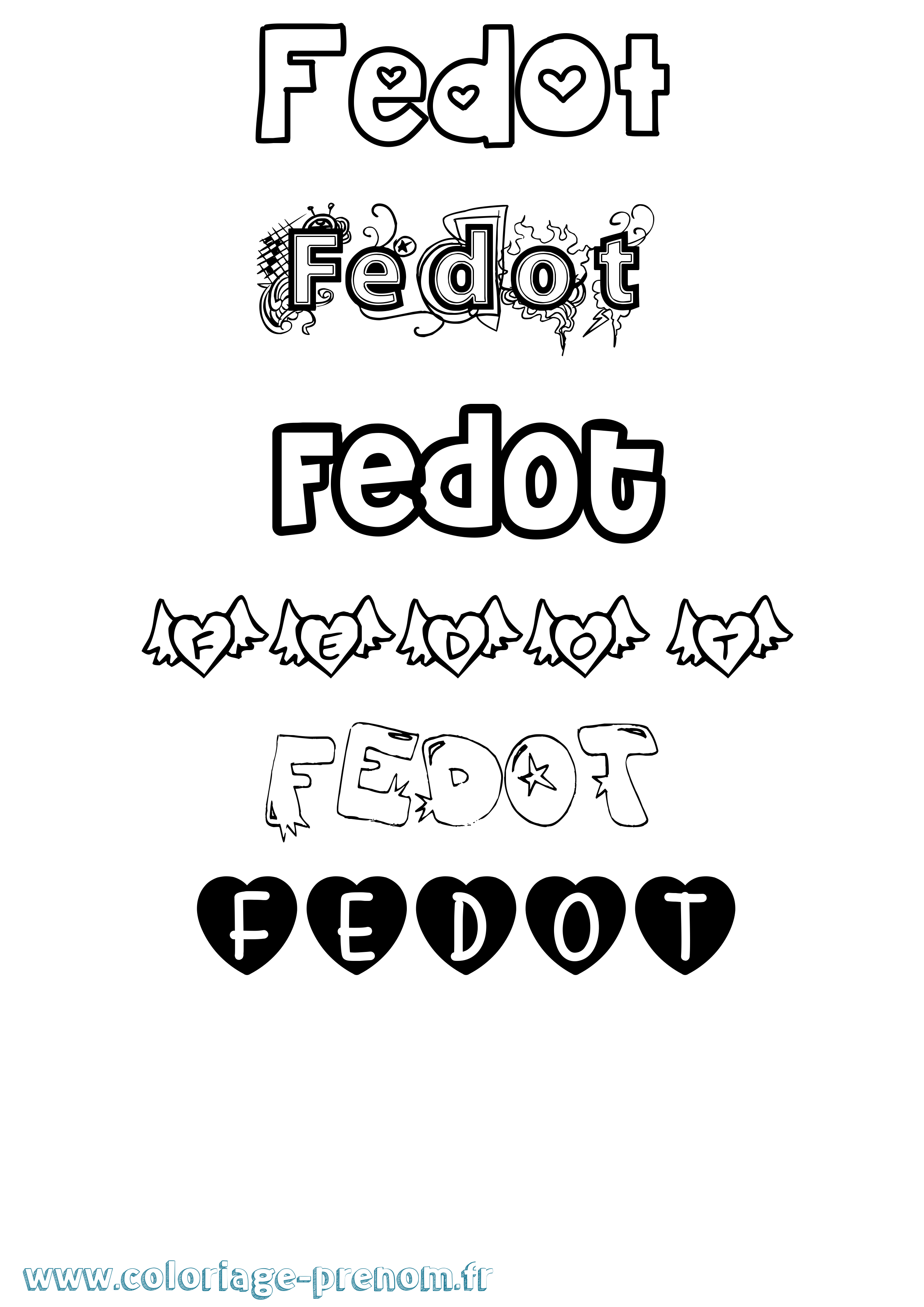 Coloriage Fedot Girly Coloriage prénom Fedot Girly