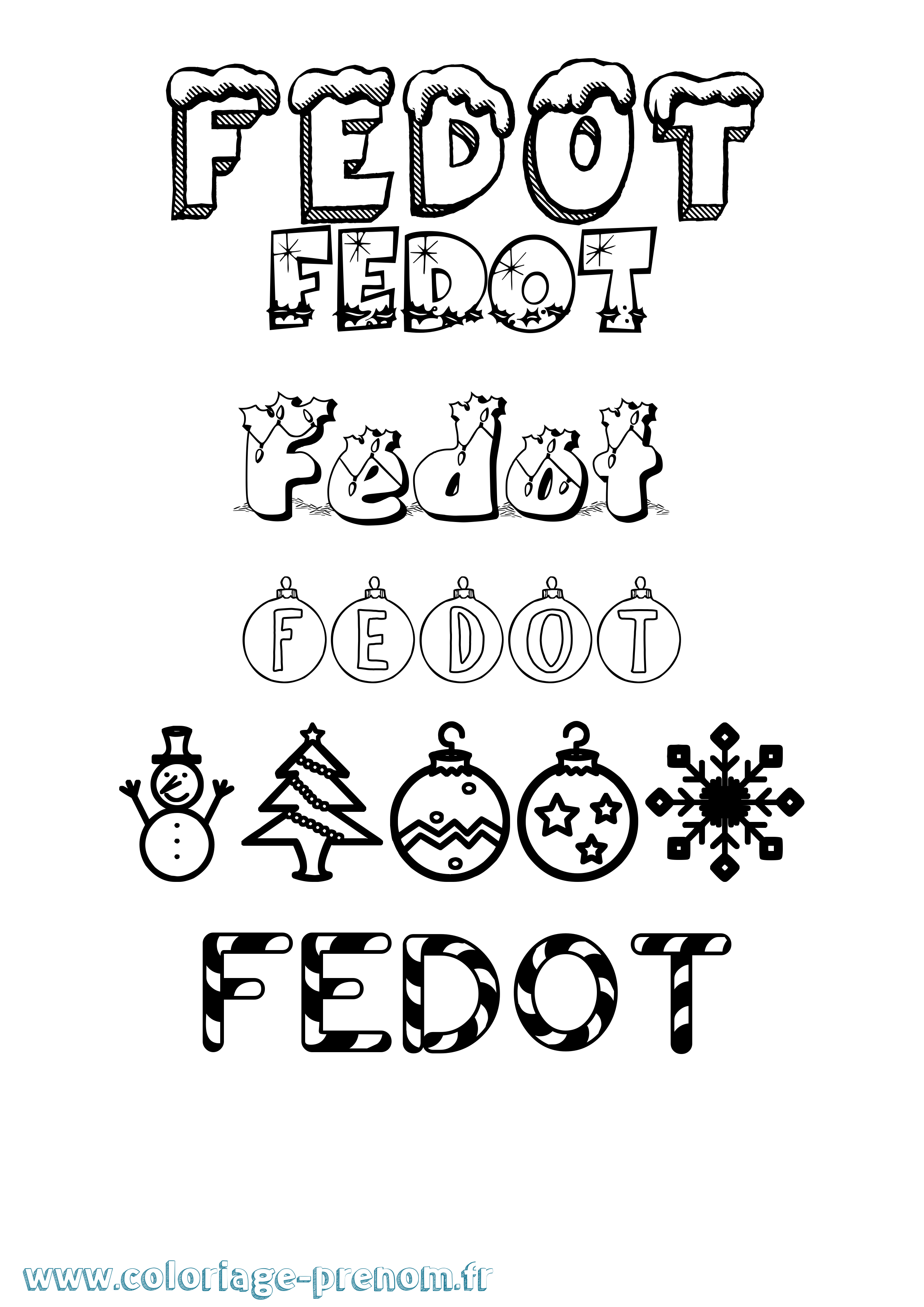 Coloriage Fedot Noël Coloriage prénom Fedot Noël