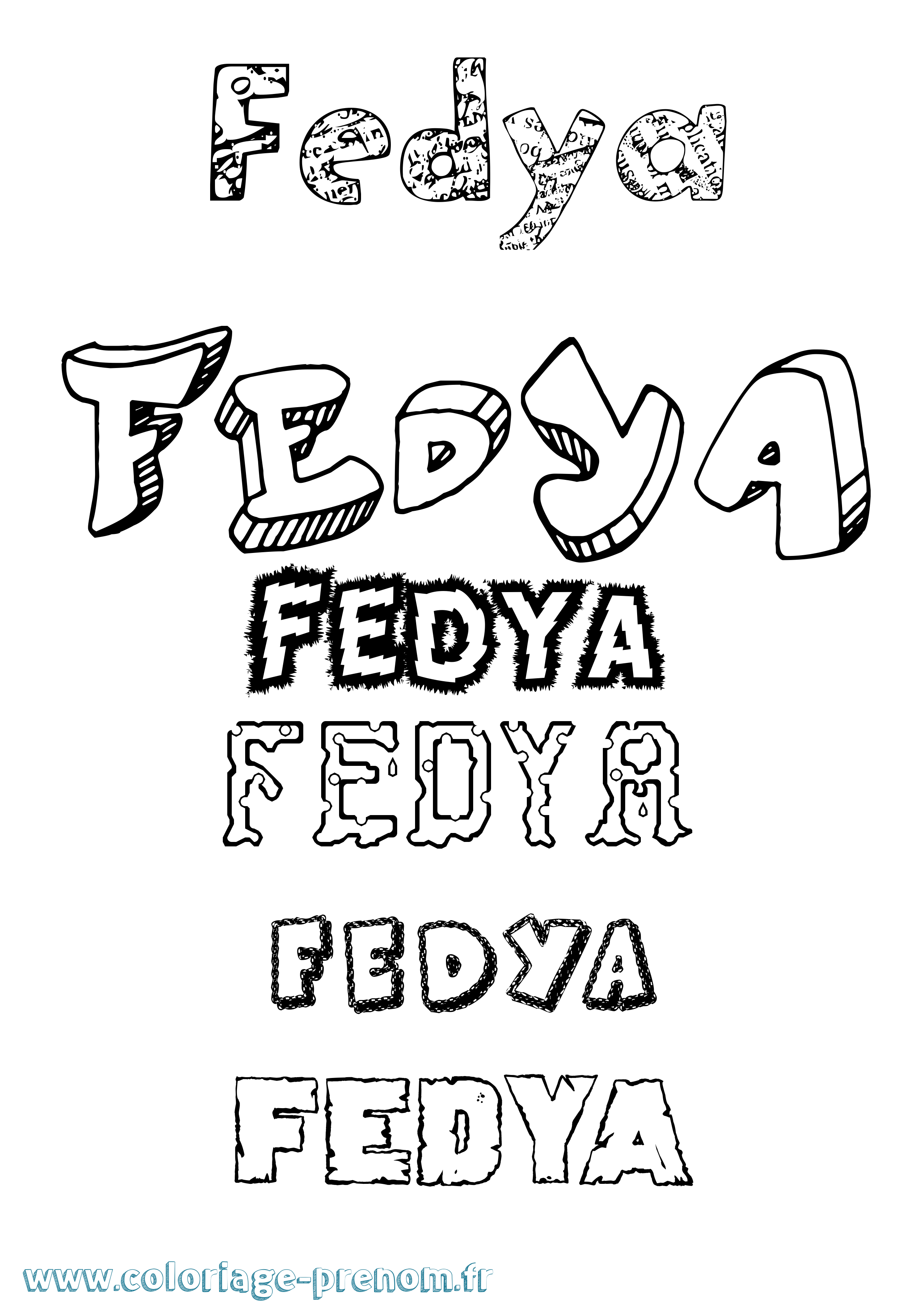 Coloriage Fedya Destructuré Coloriage prénom Fedya Destructuré
