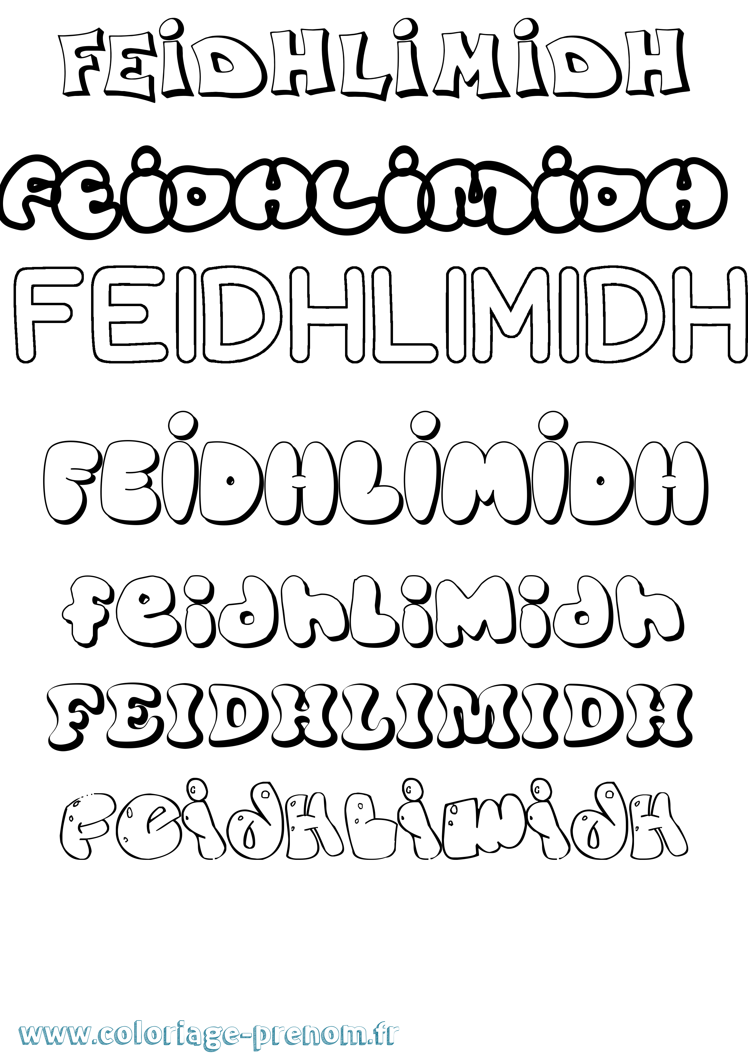 Coloriage Feidhlimidh Bubble Coloriage prénom Feidhlimidh Bubble