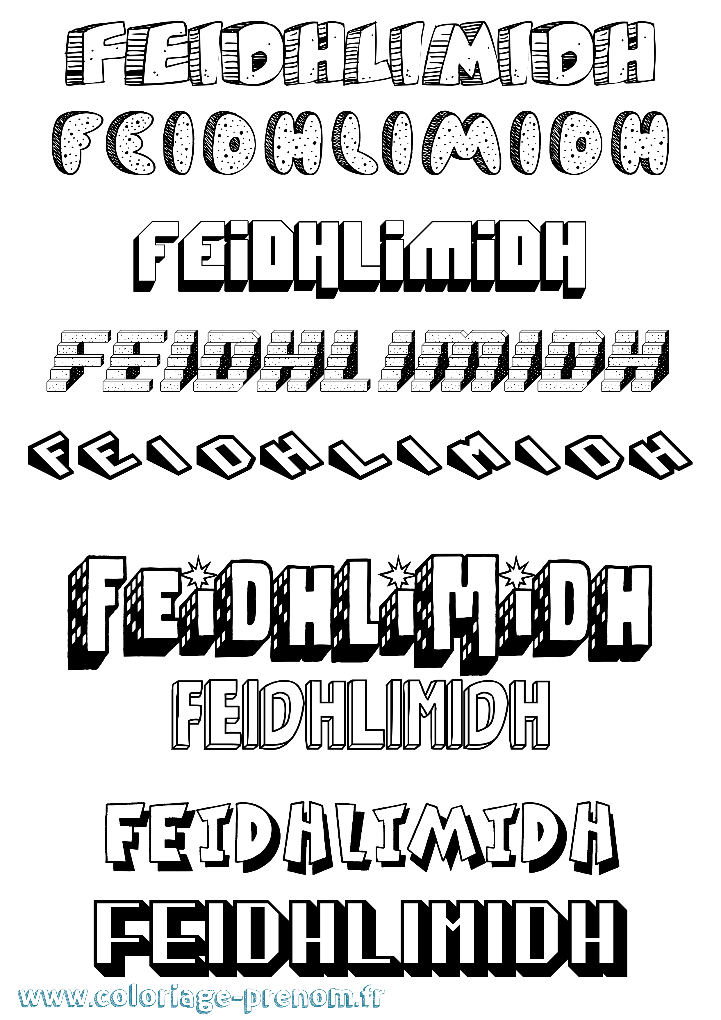 Coloriage Feidhlimidh Effet 3D Coloriage prénom Feidhlimidh Effet 3D