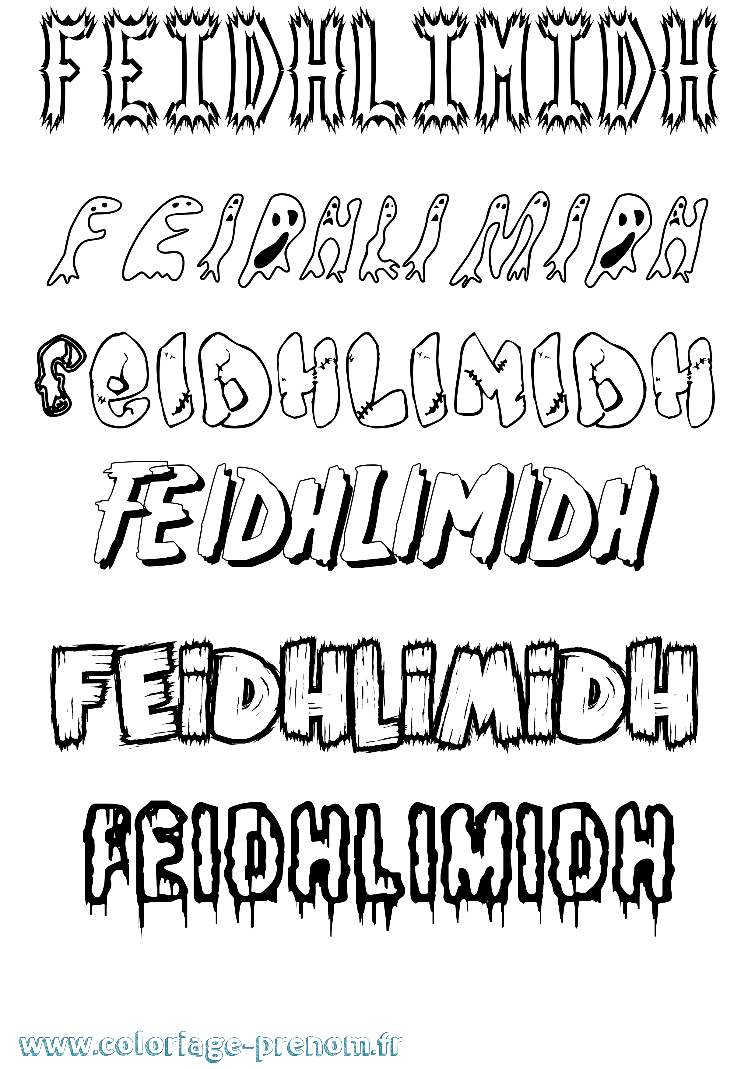 Coloriage Feidhlimidh Frisson Coloriage prénom Feidhlimidh Frisson