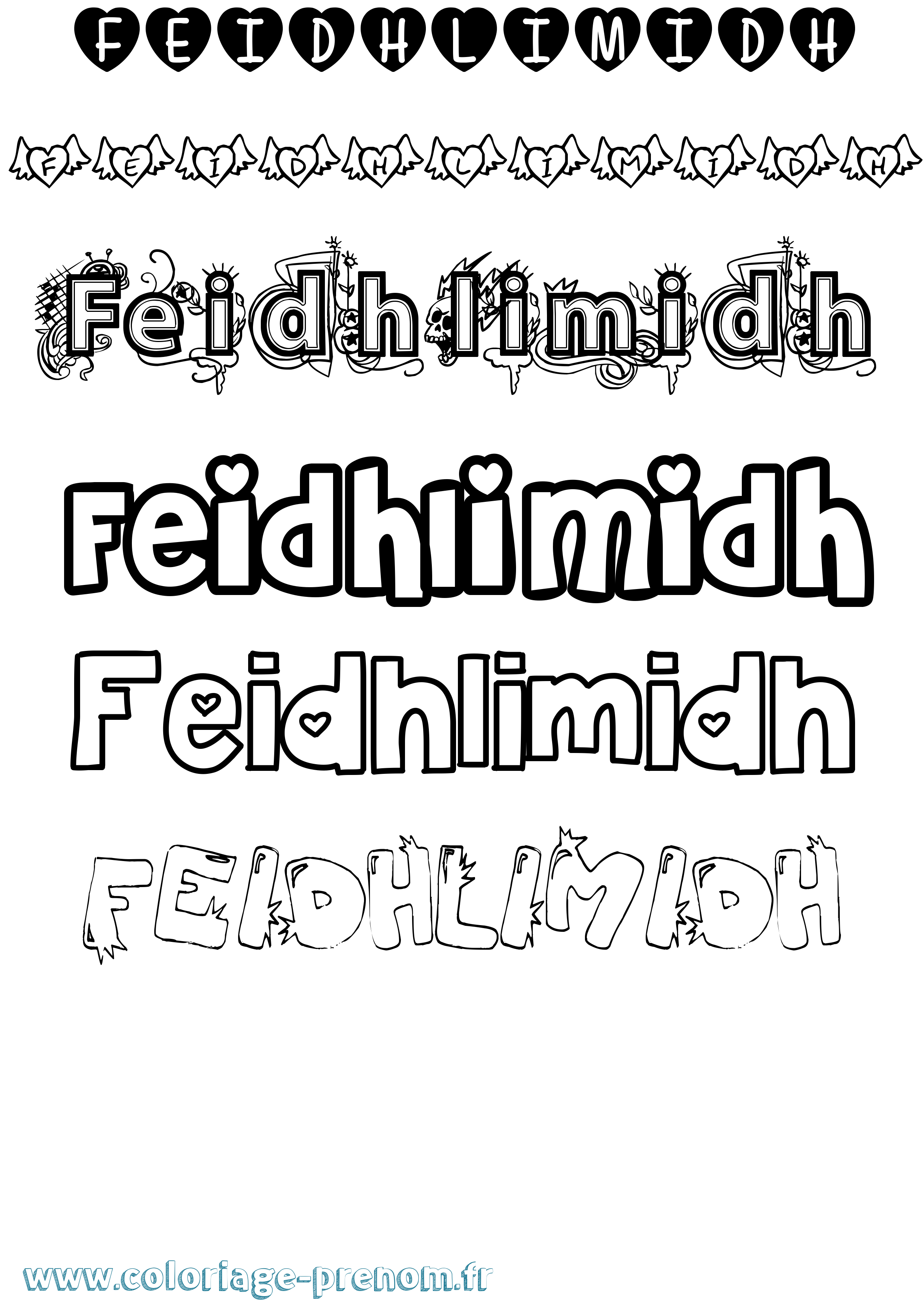 Coloriage Feidhlimidh Girly Coloriage prénom Feidhlimidh Girly