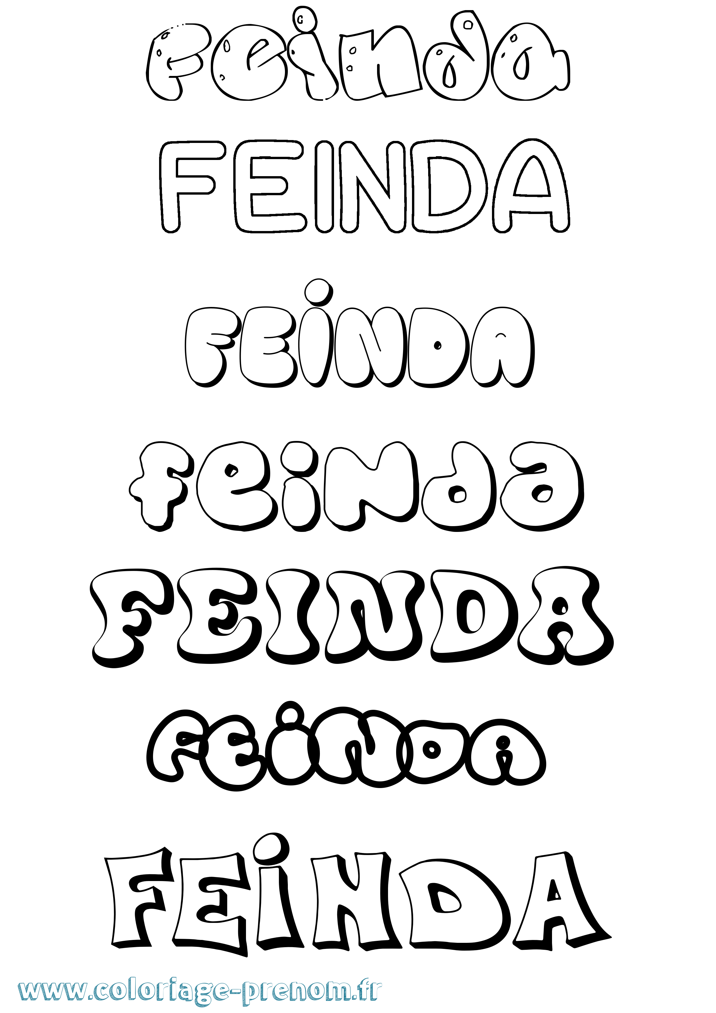 Coloriage Feinda Bubble Coloriage prénom Feinda Bubble