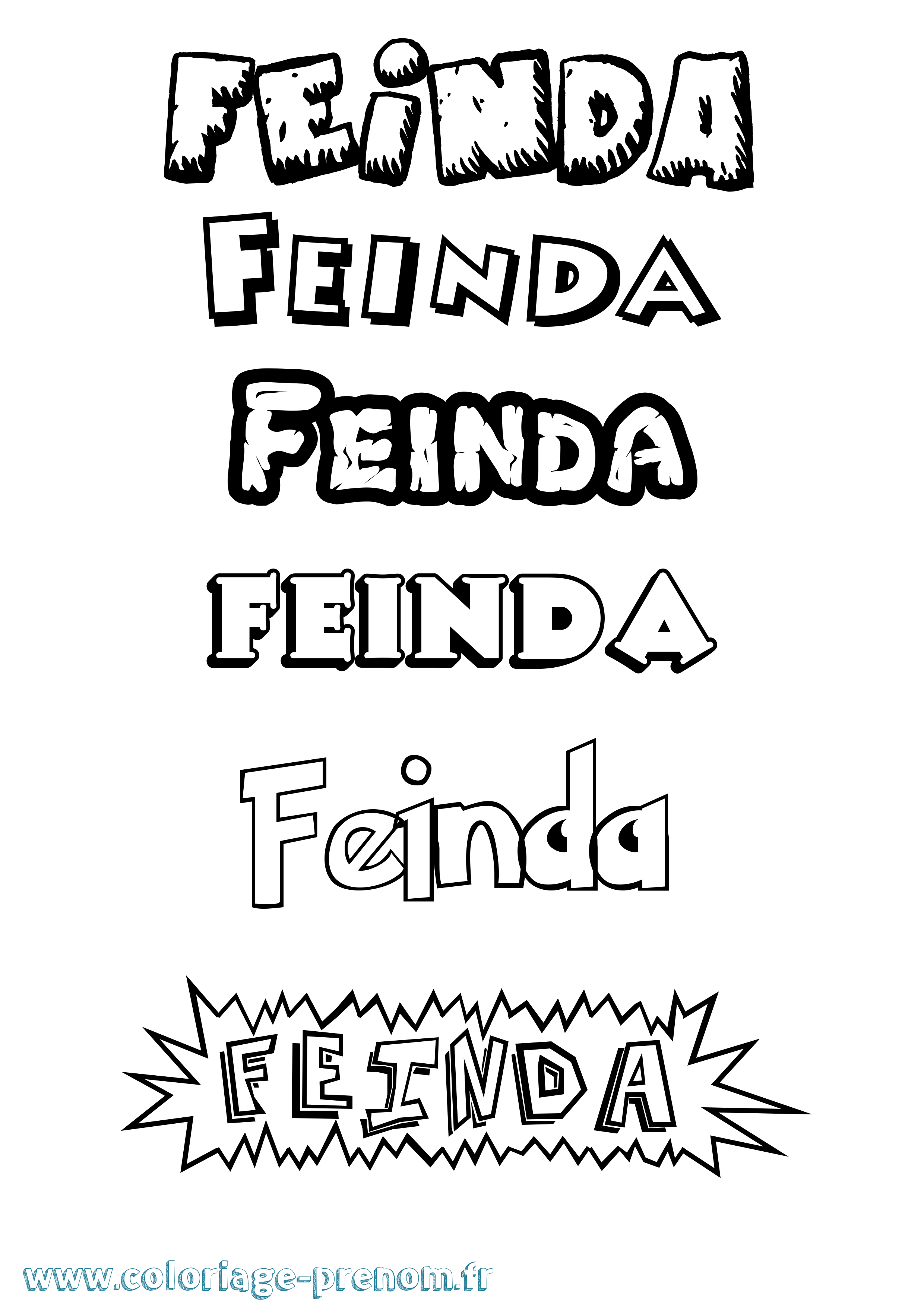 Coloriage Feinda Dessin Animé Coloriage prénom Feinda Dessin Animé
