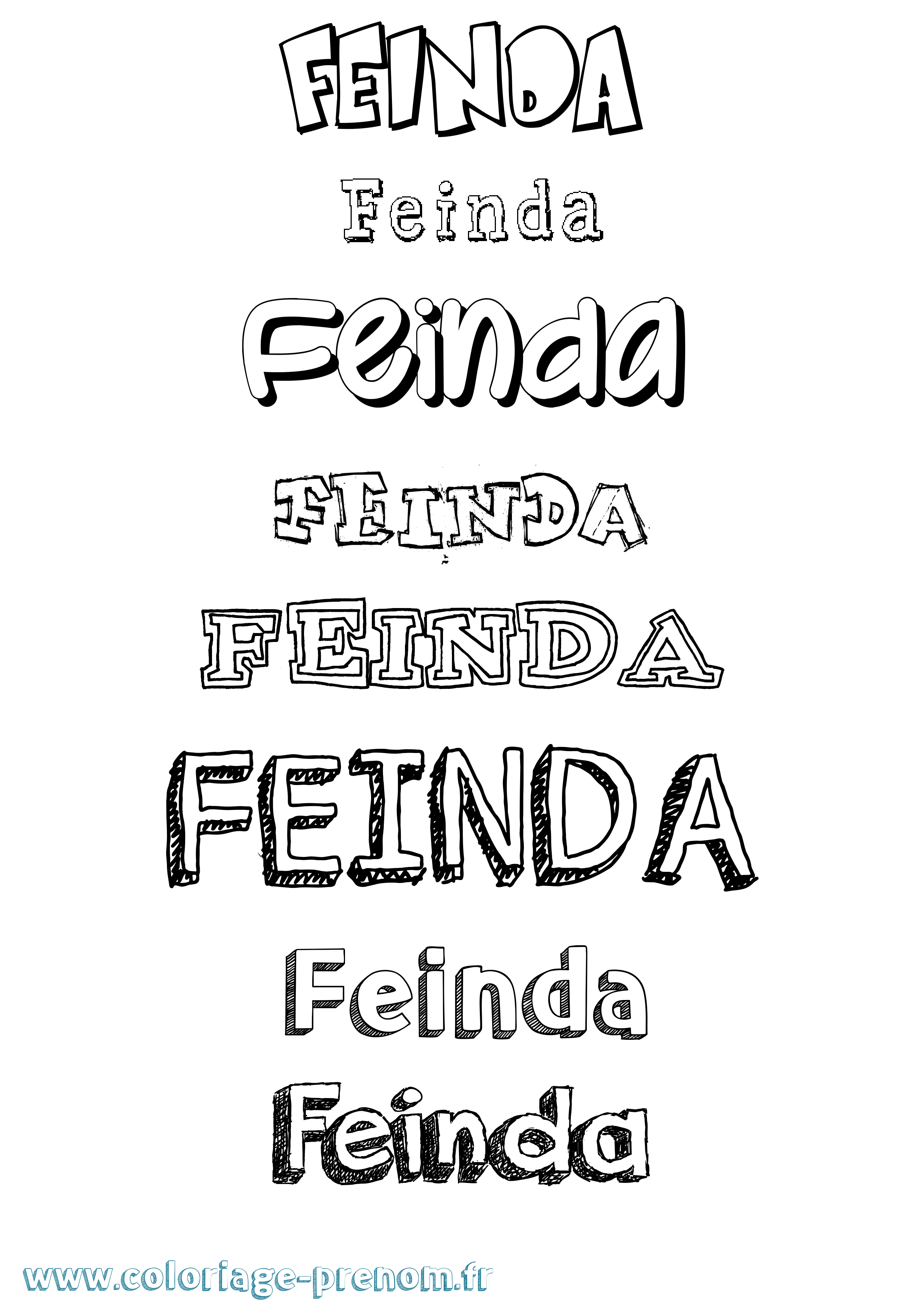 Coloriage Feinda Dessiné Coloriage prénom Feinda Dessiné
