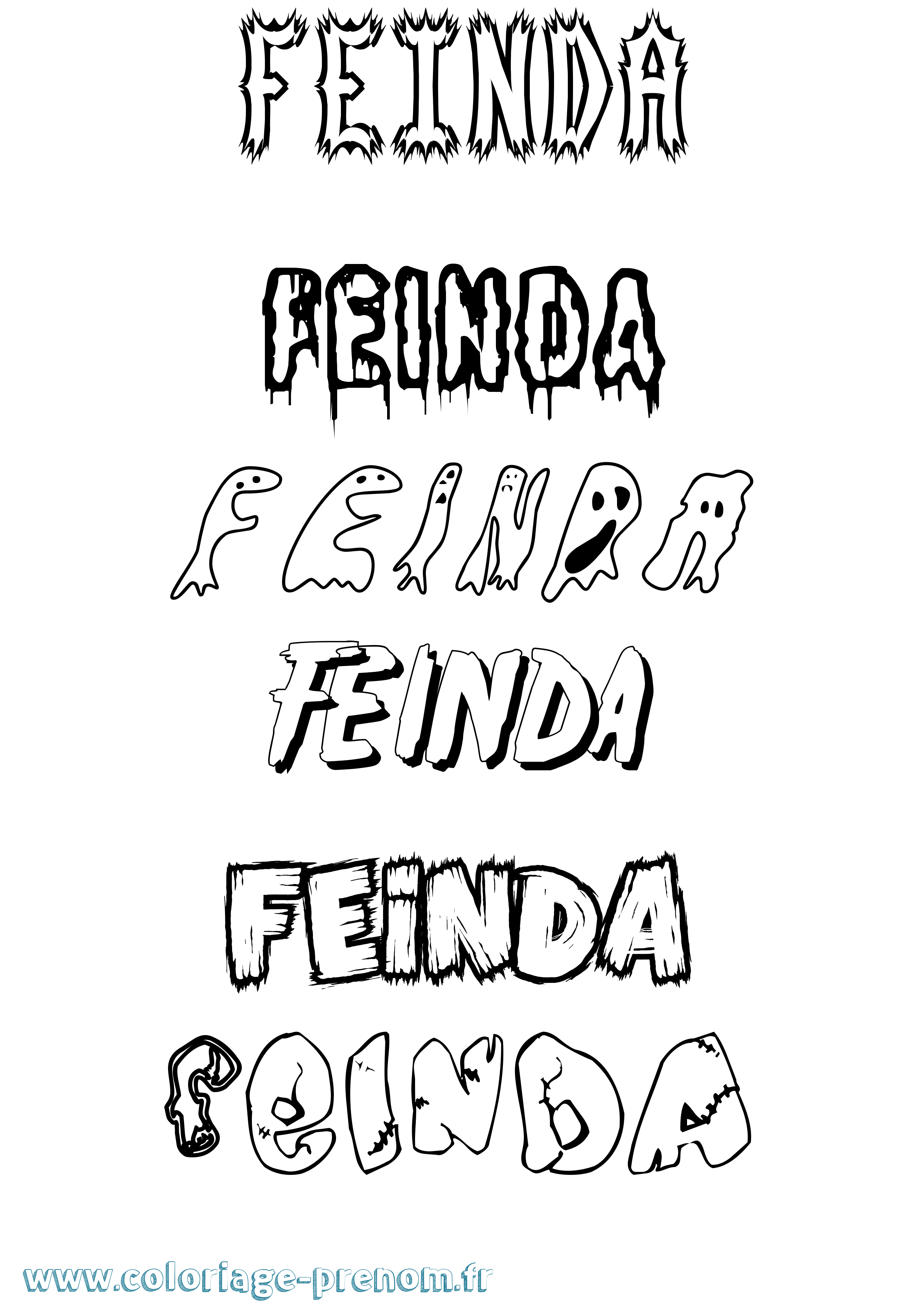 Coloriage Feinda Frisson Coloriage prénom Feinda Frisson