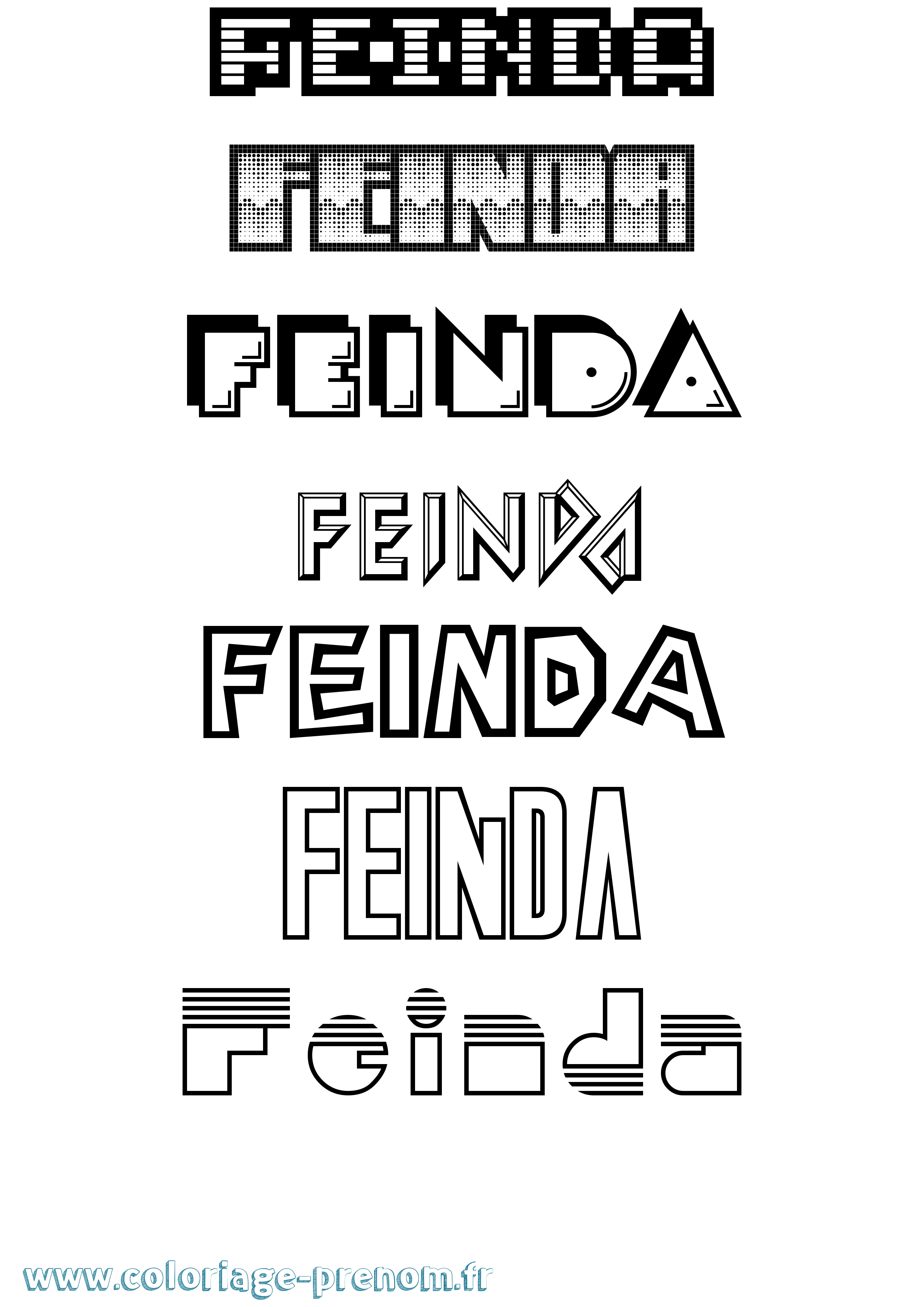 Coloriage Feinda Jeux Vidéos Coloriage prénom Feinda Jeux Vidéos
