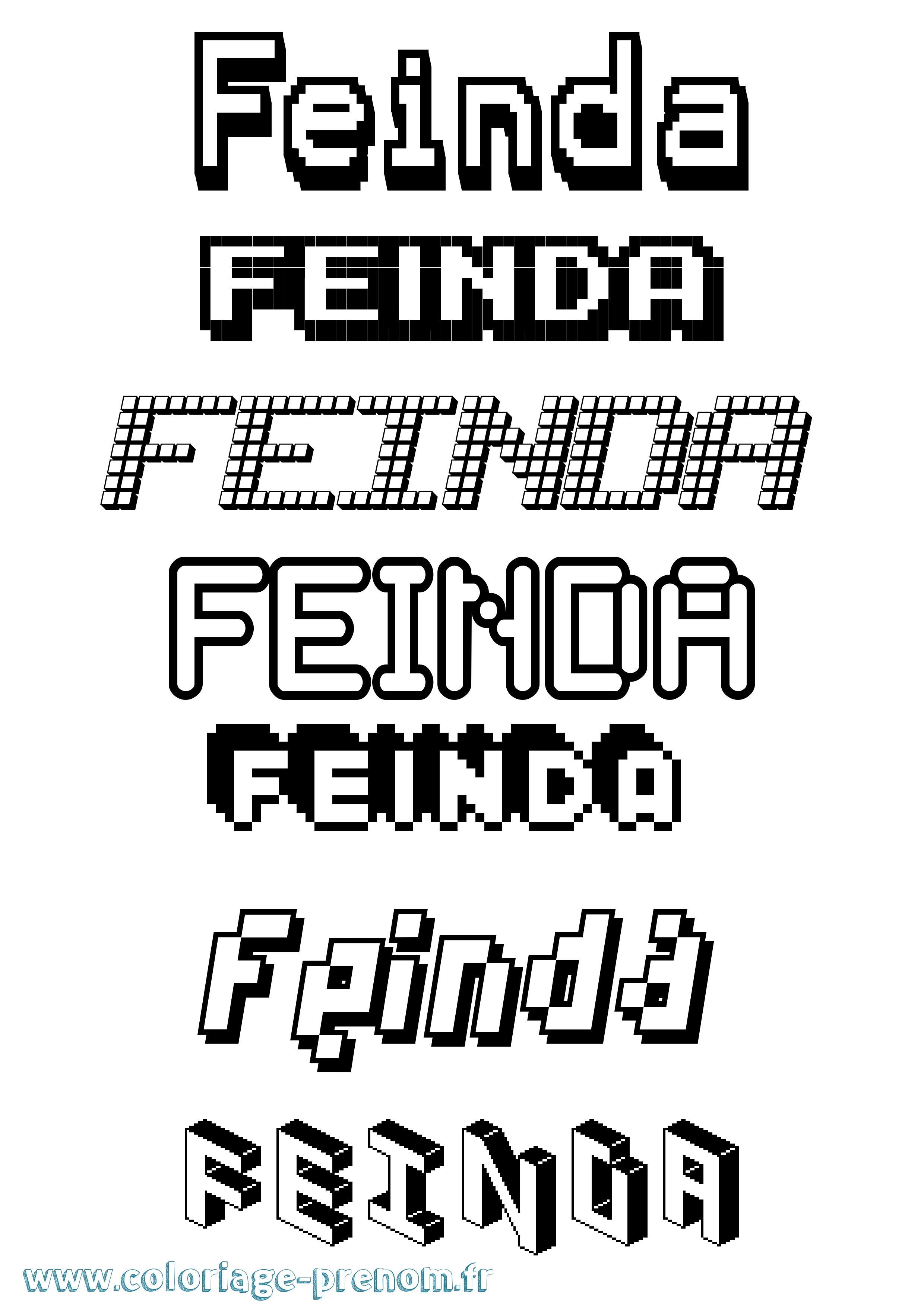 Coloriage Feinda Pixel Coloriage prénom Feinda Pixel