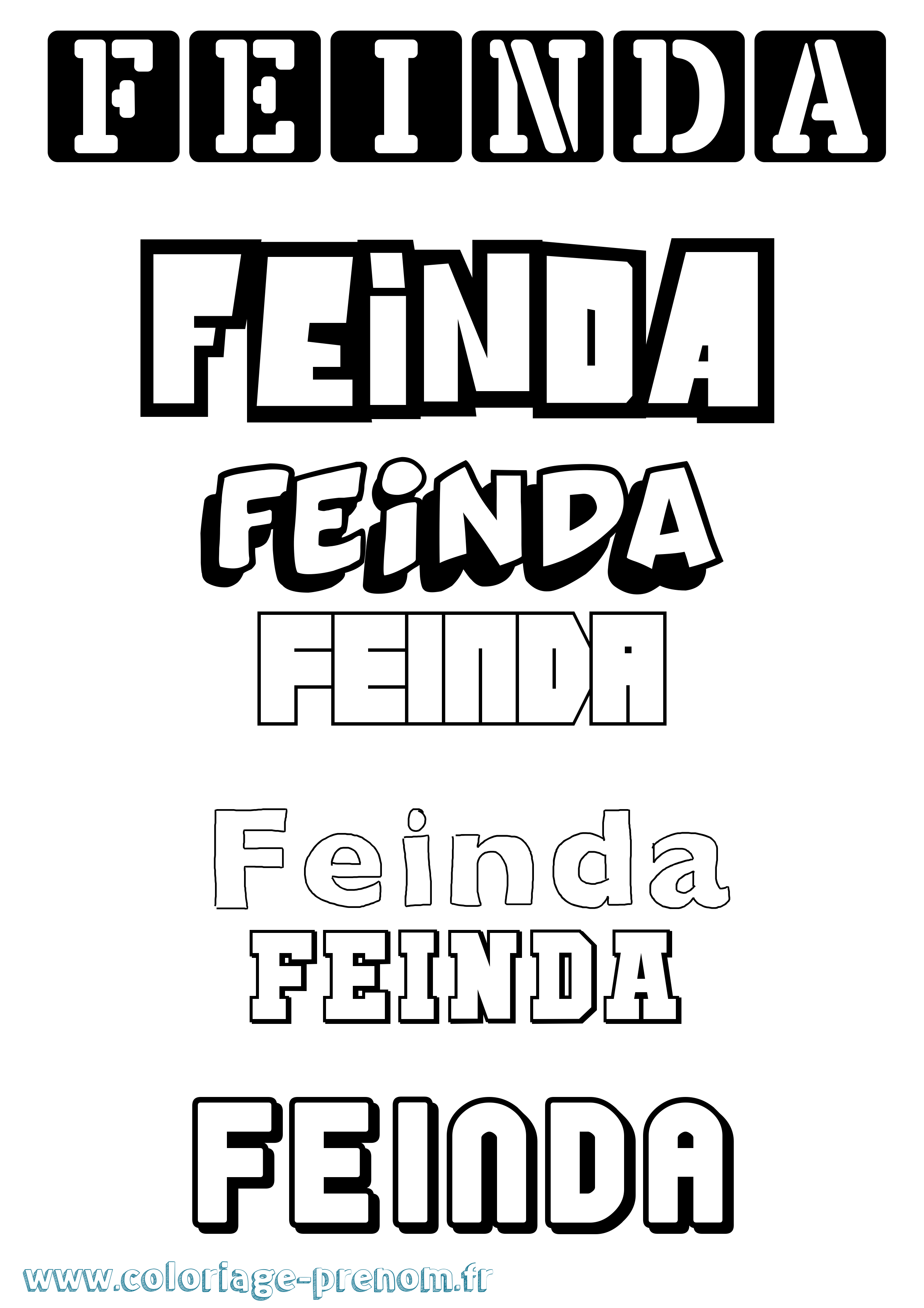 Coloriage Feinda Simple Coloriage prénom Feinda Simple