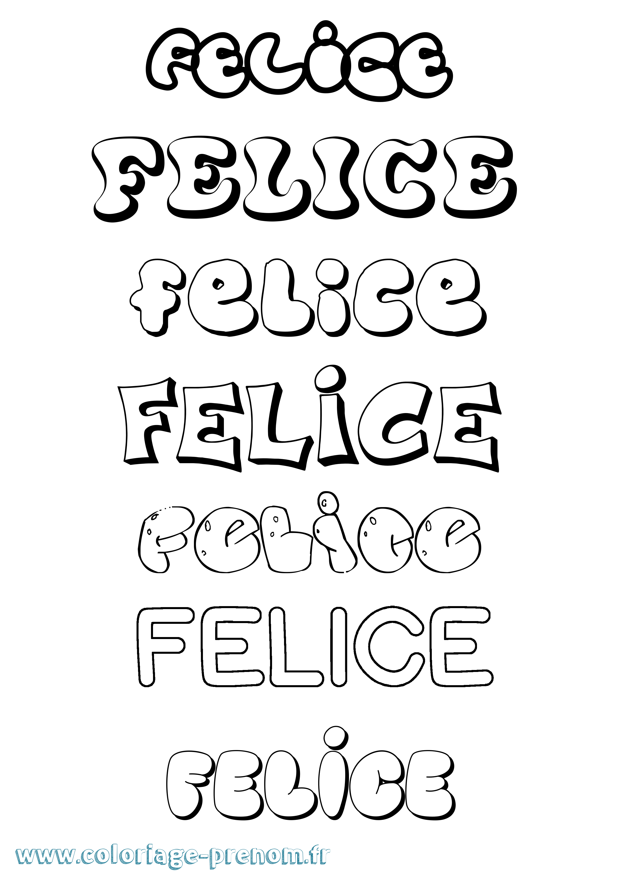 Coloriage Felice Bubble Coloriage prénom Felice Bubble