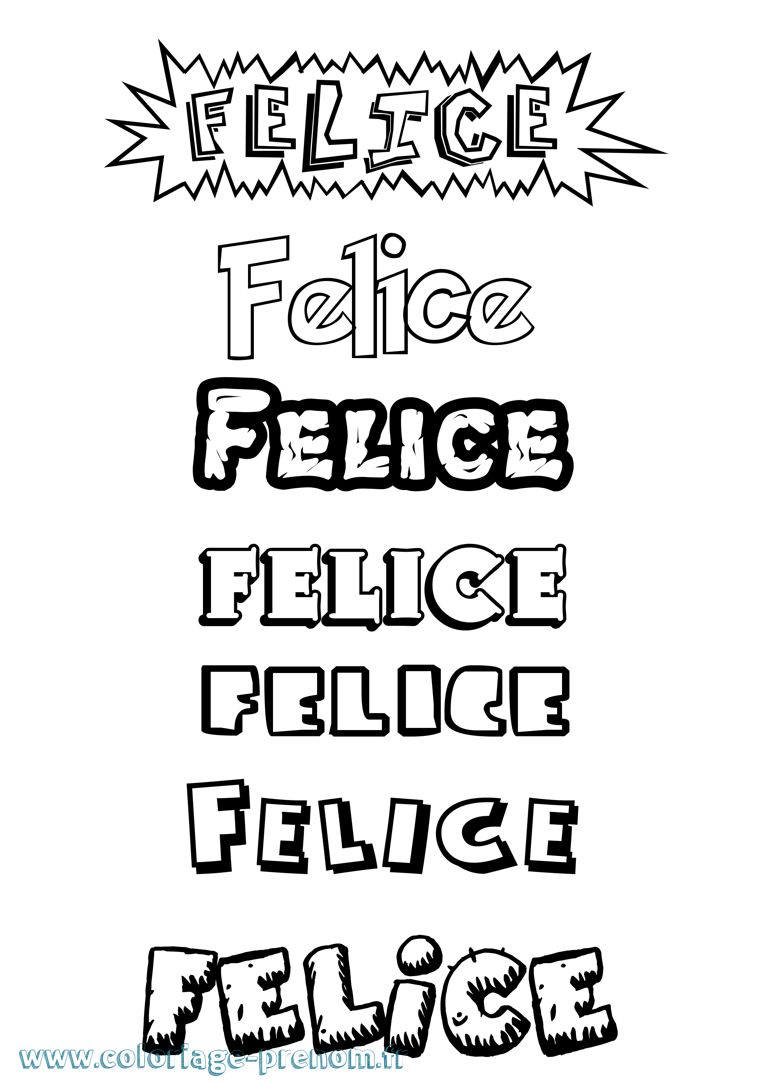 Coloriage Felice Dessin Animé Coloriage prénom Felice Dessin Animé